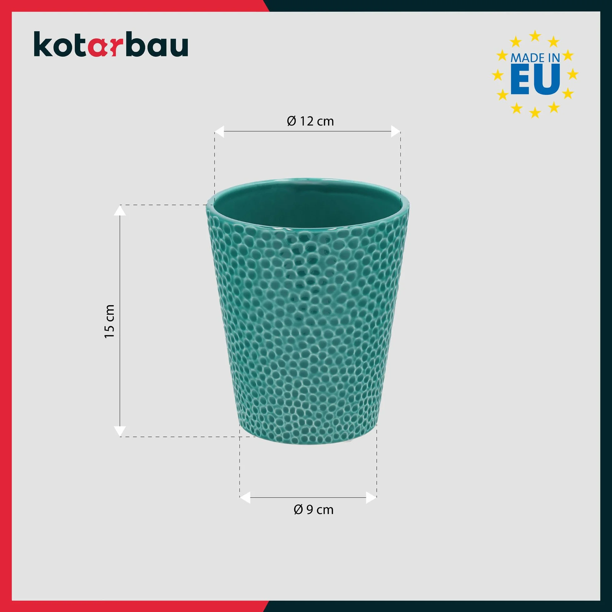KOTARBAU® 2 szt. Donica Turkusowa ⌀ 12 cm x 15 cm Doniczka Ceramiczna Szkliwiona Doniczka na Storczyki i inne Rośliny Osłonka na Kwiaty