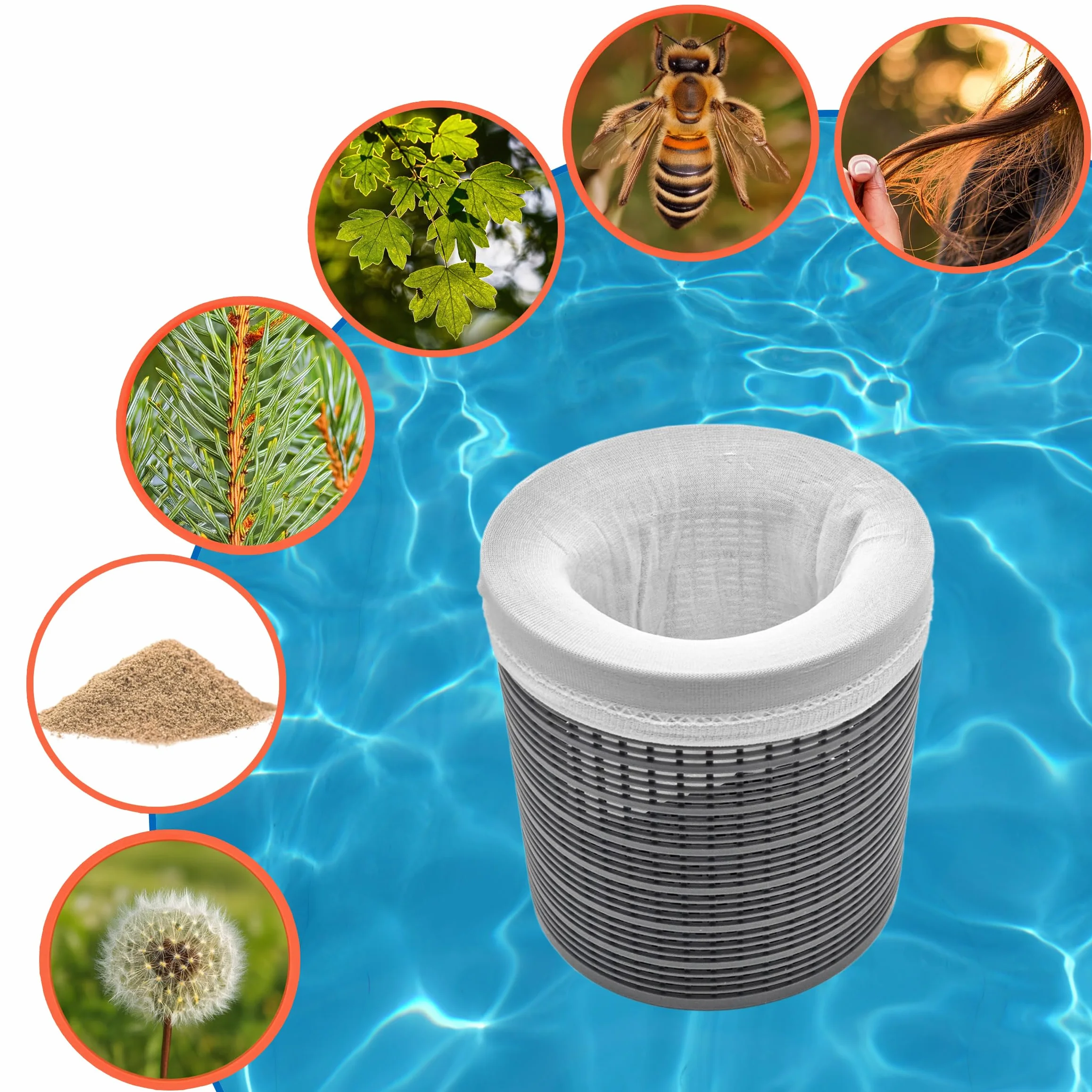 Spetebo Skimmer skarpety białe, zestaw 20 sztuk, filtr basenowy, kosz na skimmer, filtr wstępny, filtr do basenu, ochrona przed zabrudzeniami