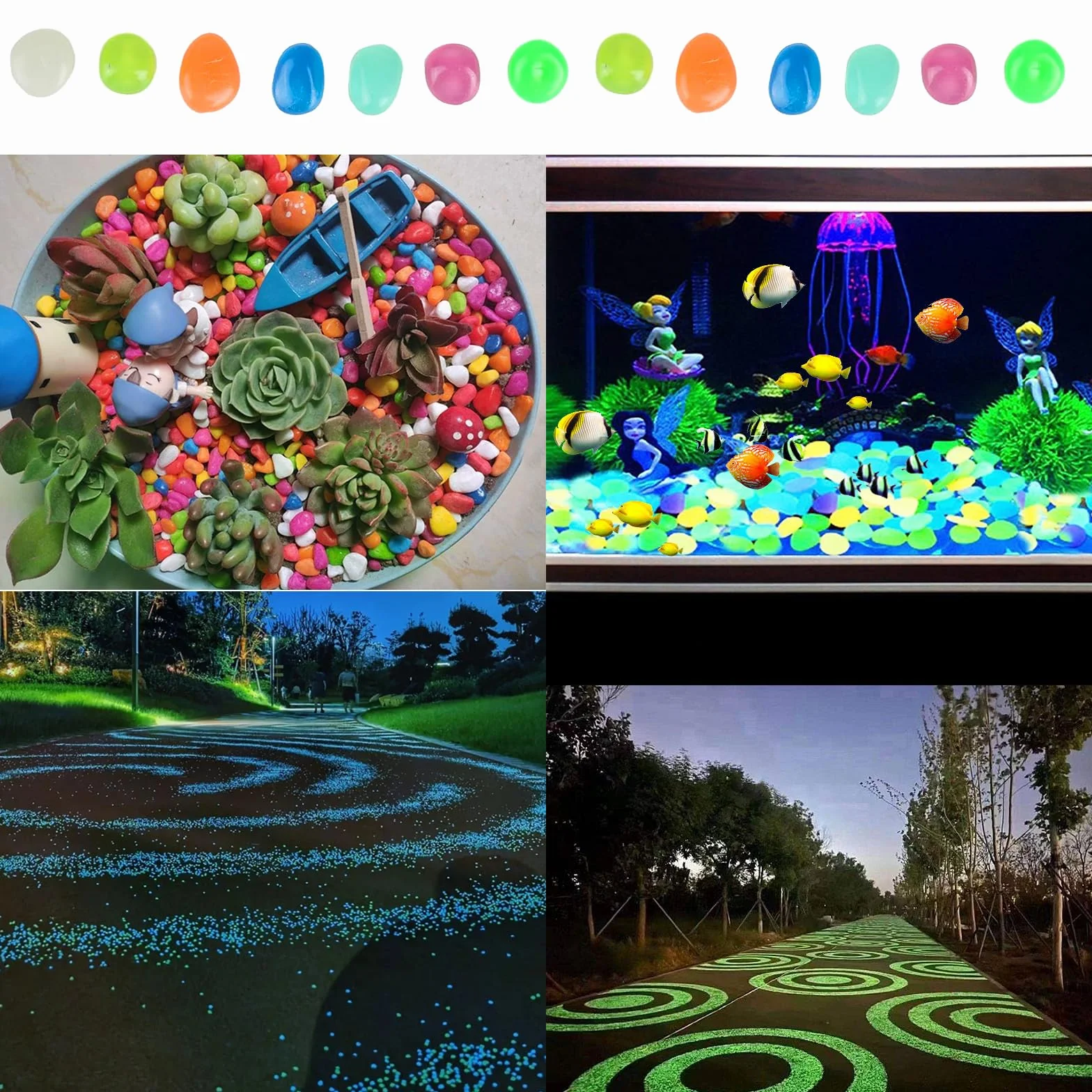 500 kolorowych świecących w ciemności skał, świecące kamienie ogrodowe, świecące kamyki, kamienie fluorescencyjne, do akwarium, ogrodu, chodników