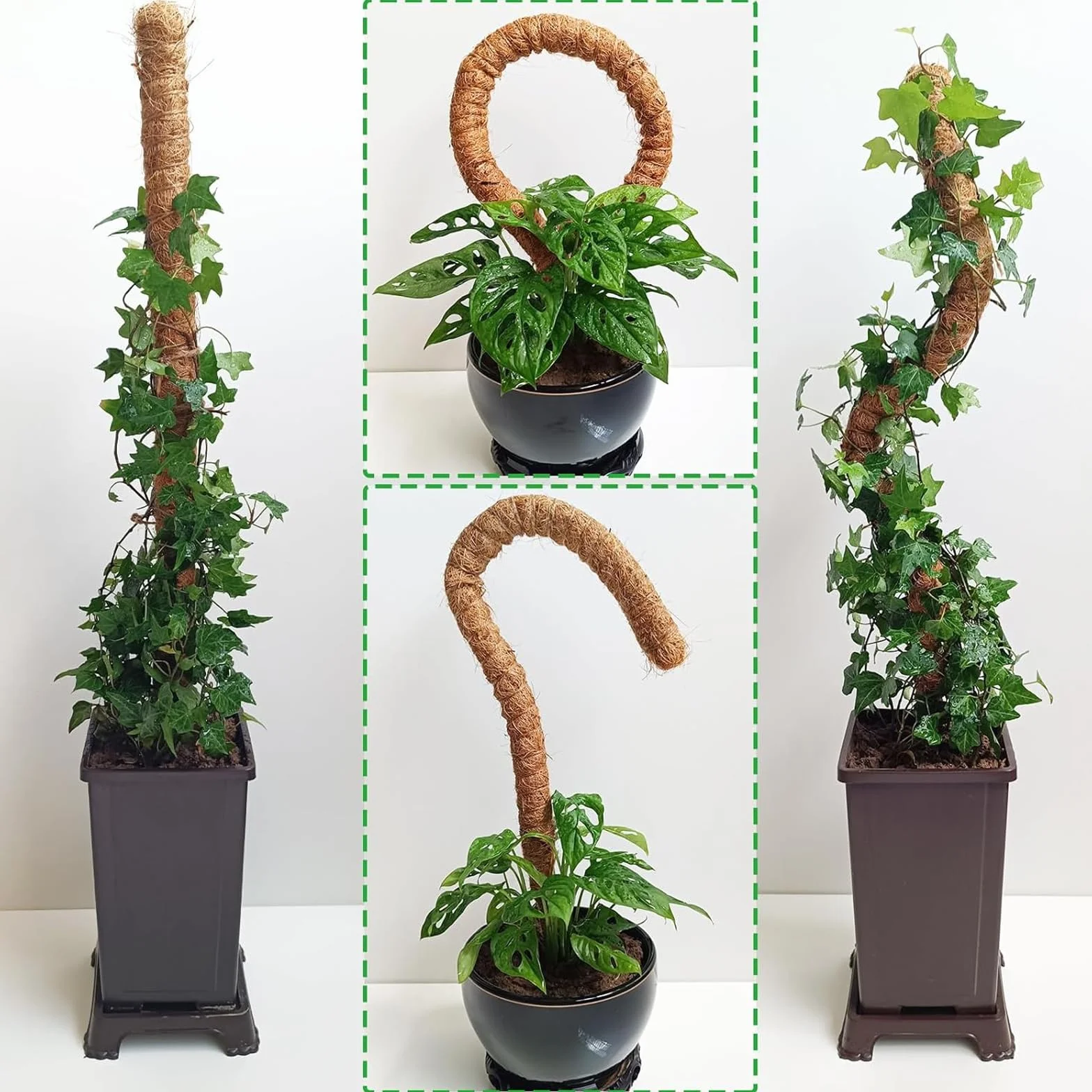 60 cm x 2 sztuki – giętka pałeczka do mchu, zestaw 4 sztuk, pomoc w chorobie kokosowej do wielu doniczek i sadzonek bluszczu (60 cm x 2)