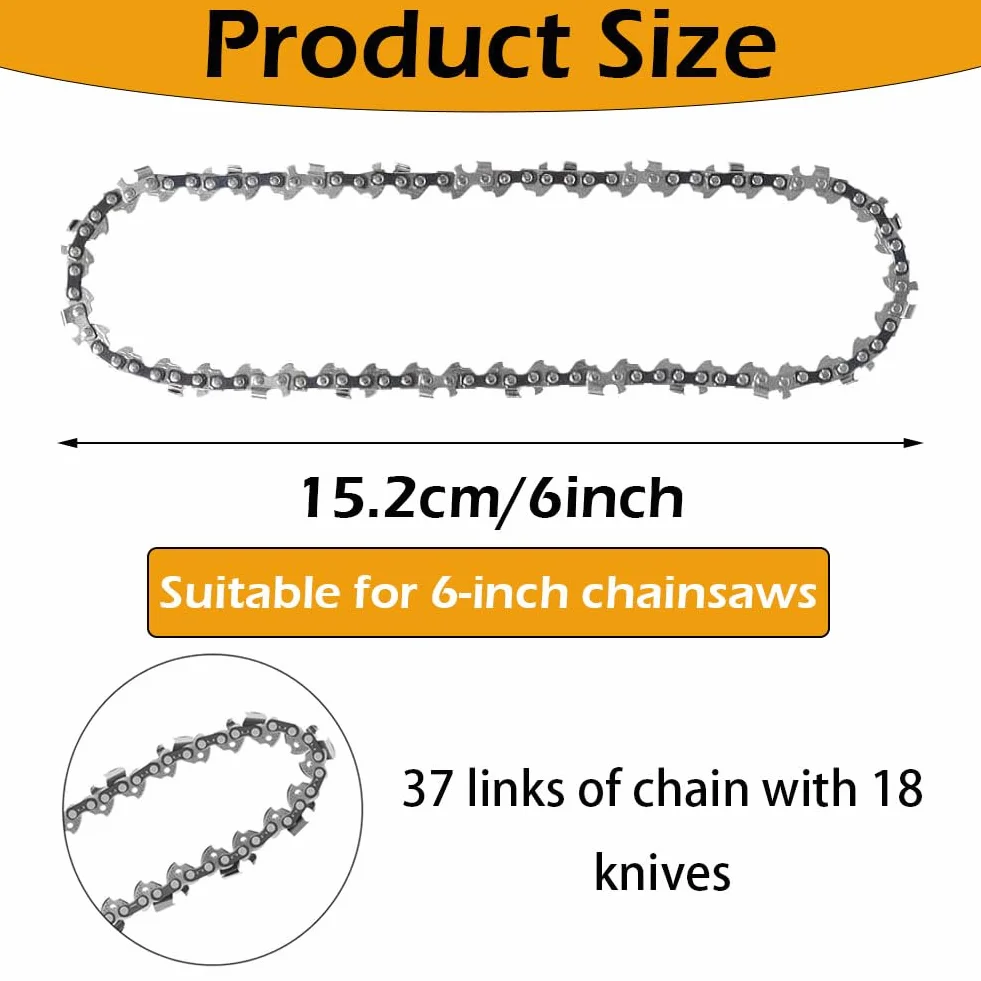 LightBeacon 4 sztuki łańcuchów do piły łańcuchowej, łańcuchy do ogrodnictwa i stolarki, 1/4", 37 ogniw napędowych, łańcuch zapasowy 18,5 cm
