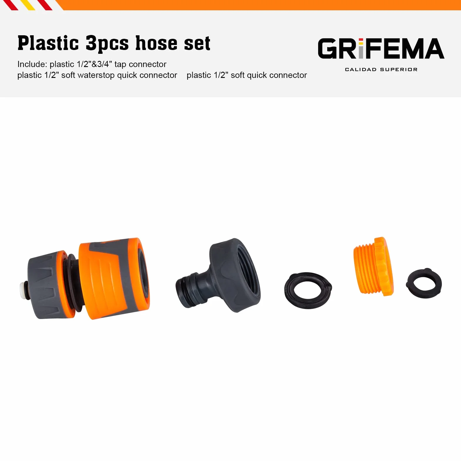 GRIFEMA GE1103 Zestaw złącza węża ogrodowego 1/2" 3/4" Premium Female