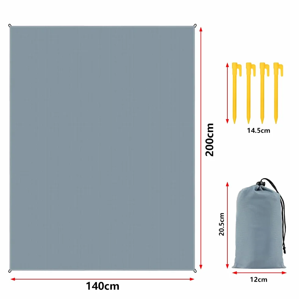 Koc podróżny na zewnątrz, 200 x 140 cm, odporna na piasek, wodoodporny, pakowalny, kompaktowy, lekki, kieszeń na plażę, kemping