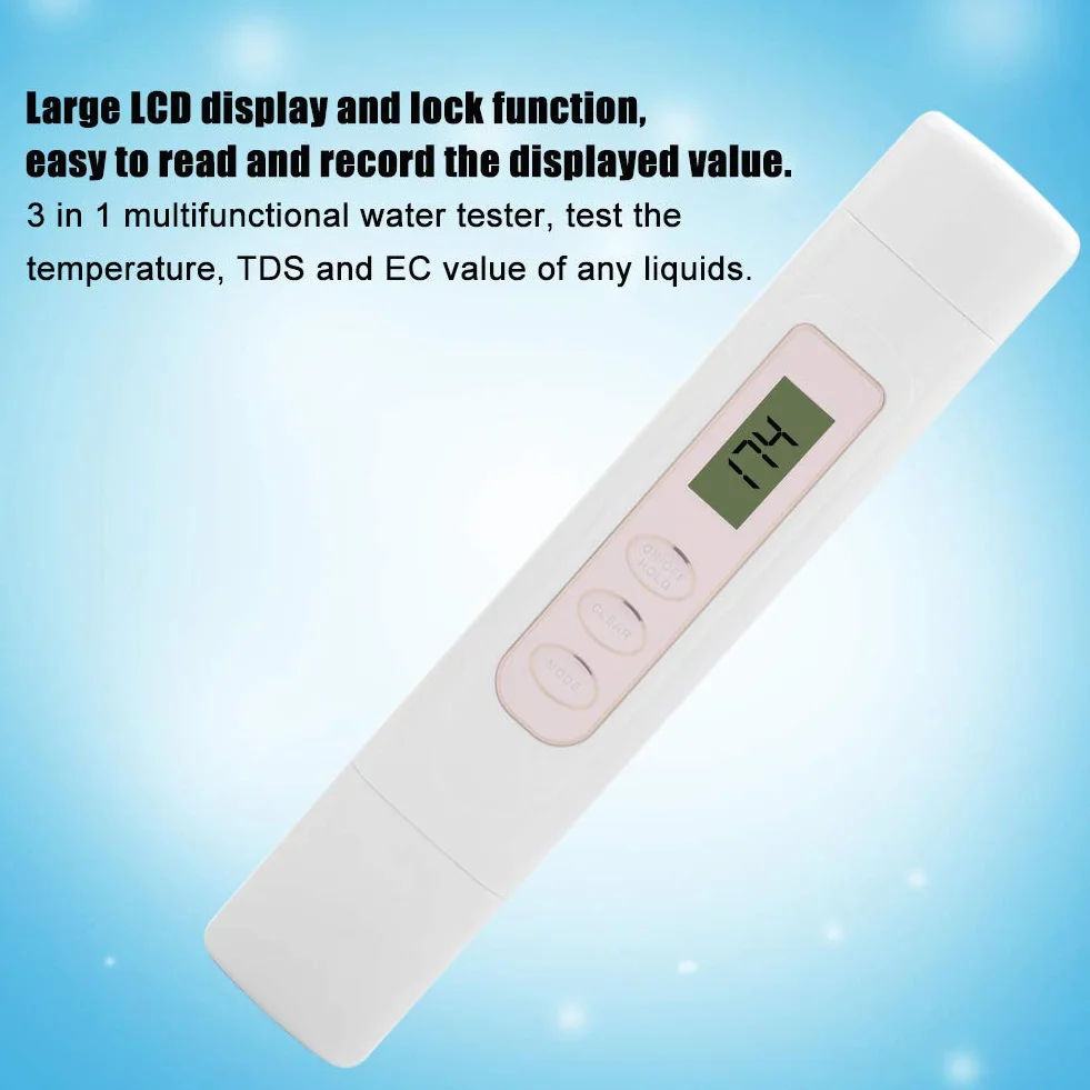 Cyfrowy tester jakości wody LCD 3 w 1 TDS EC temperatura do akwarium basenu