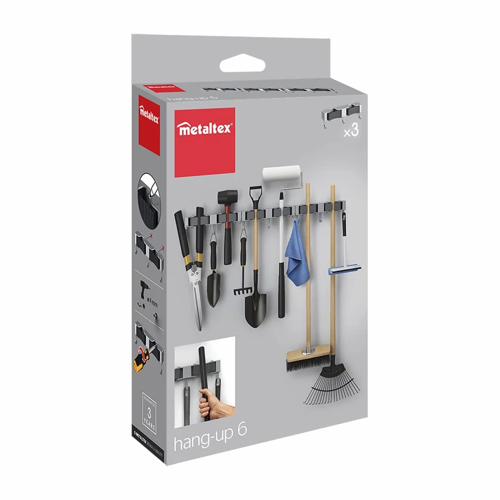 Metaltex 294904000 Hang-up 6 listwa zaciskowa do miotły, zestaw 3 sztuk