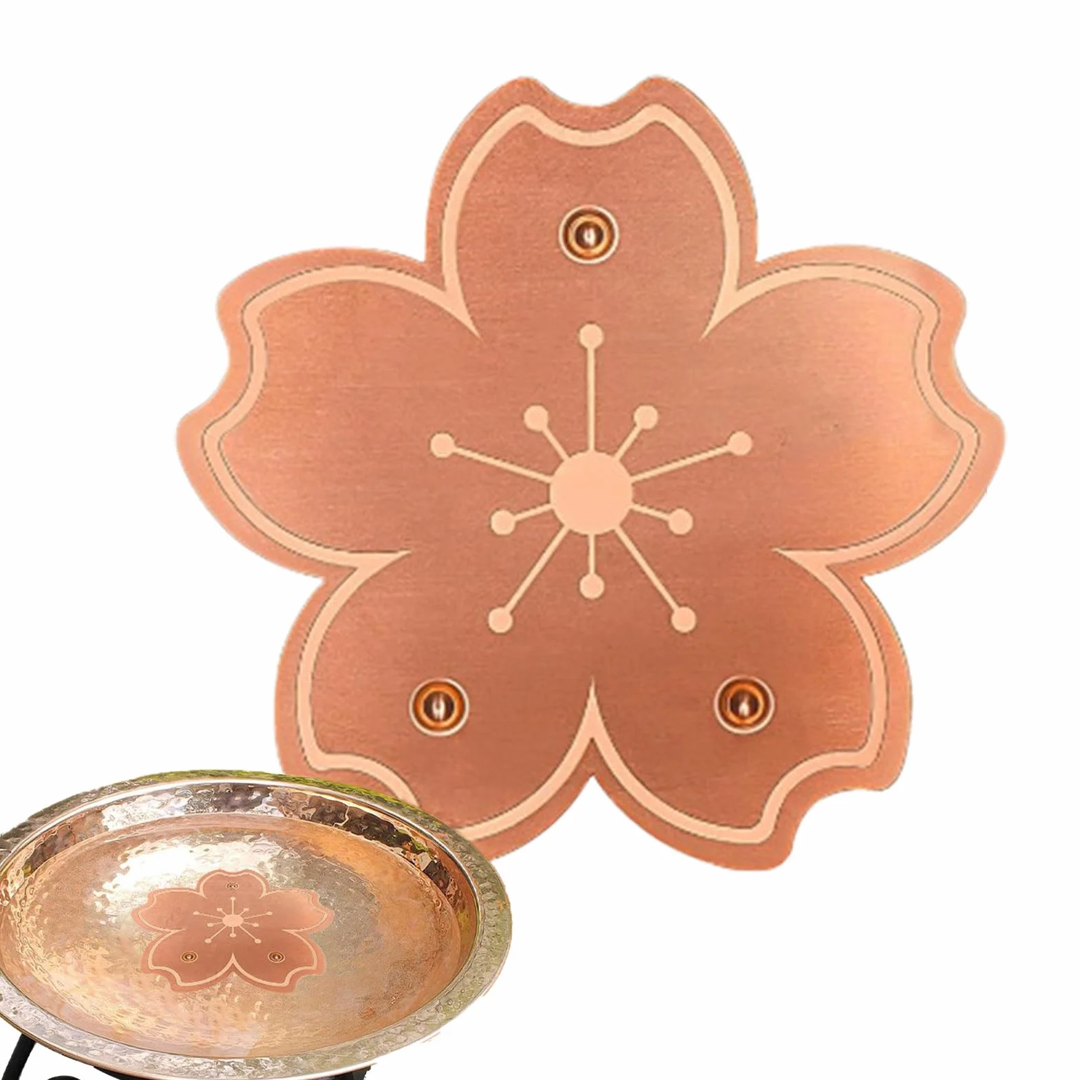 Bird Bath Disc, Copper Purification Plate, Birdbath Cleaner with Triple-Point Support for Garden, Yard, Patio, Nature Exhibits, Landscaping, and Park Water Bowl Maintenance