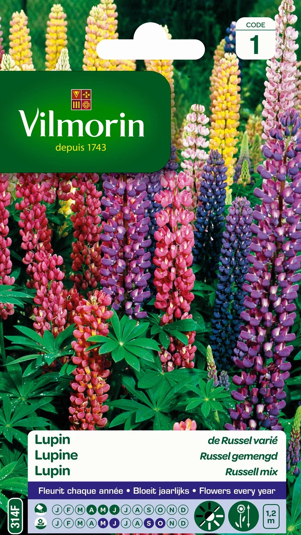 Vilmorin Russell Mix 5345741 Nasiona Łubinu, 90 x 2 x 160 cm