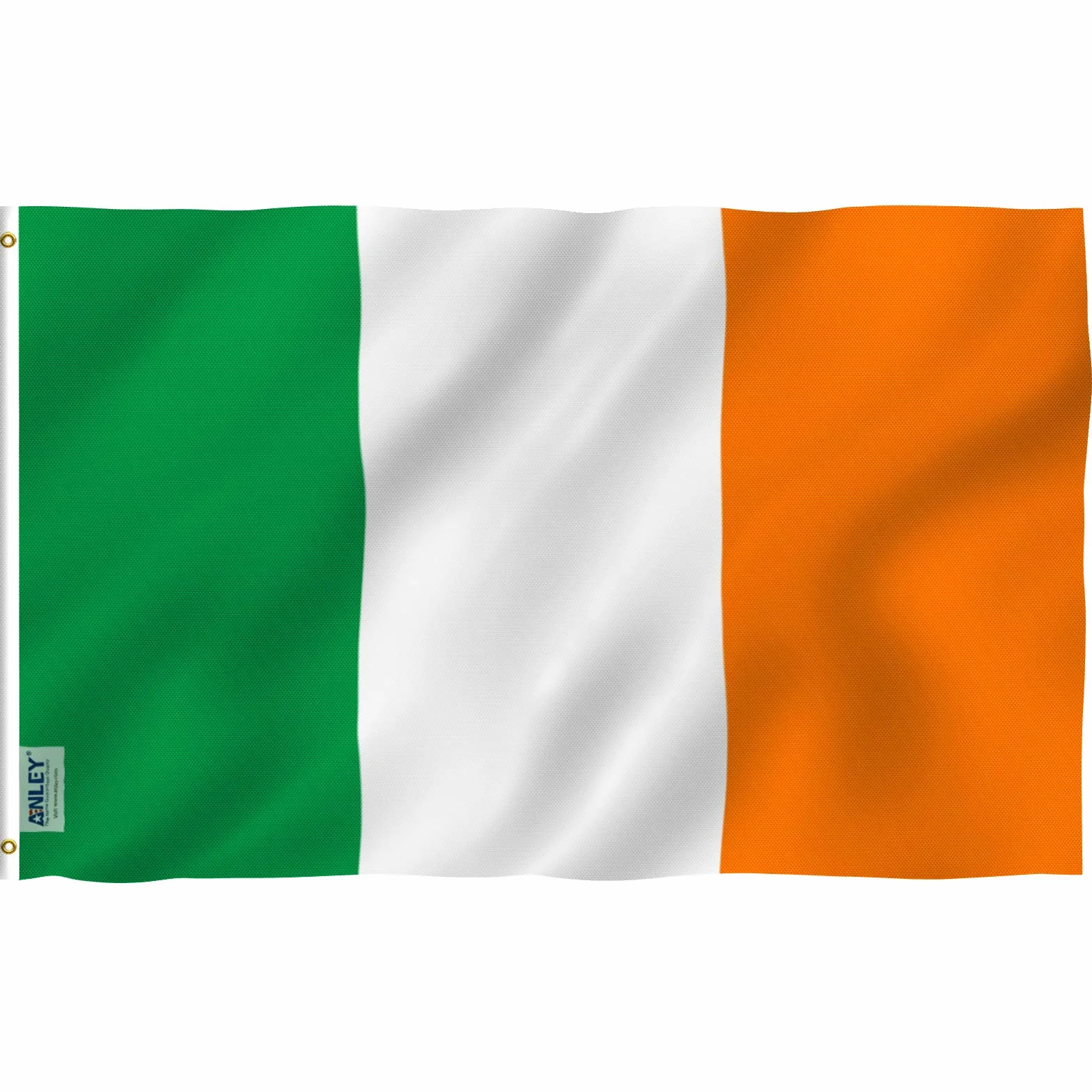 Flaga Irlandii Anley Fly Breeze 3x5 stóp - Żywy kolor i odporna na blaknięcie - Płócienna Nagłówek i podwójne szycie - Irlandzkie flagi narodowe Poliester z mosiężnymi przelotkami 3 x 5 stóp