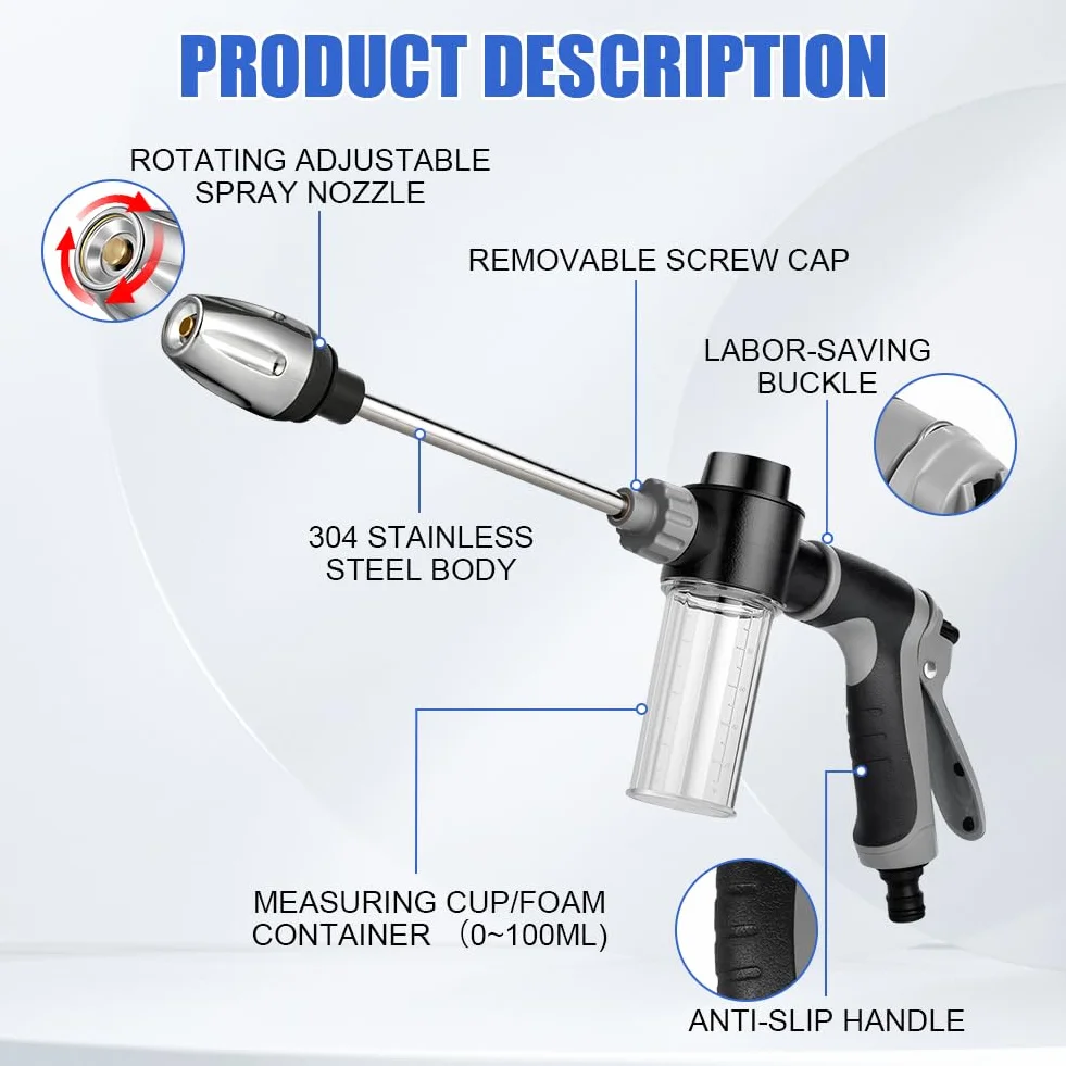 Pistolet wysokociśnieniowy Power Jet 5 sztuk zestaw metalowy TurboWasher do węża ogrodowego