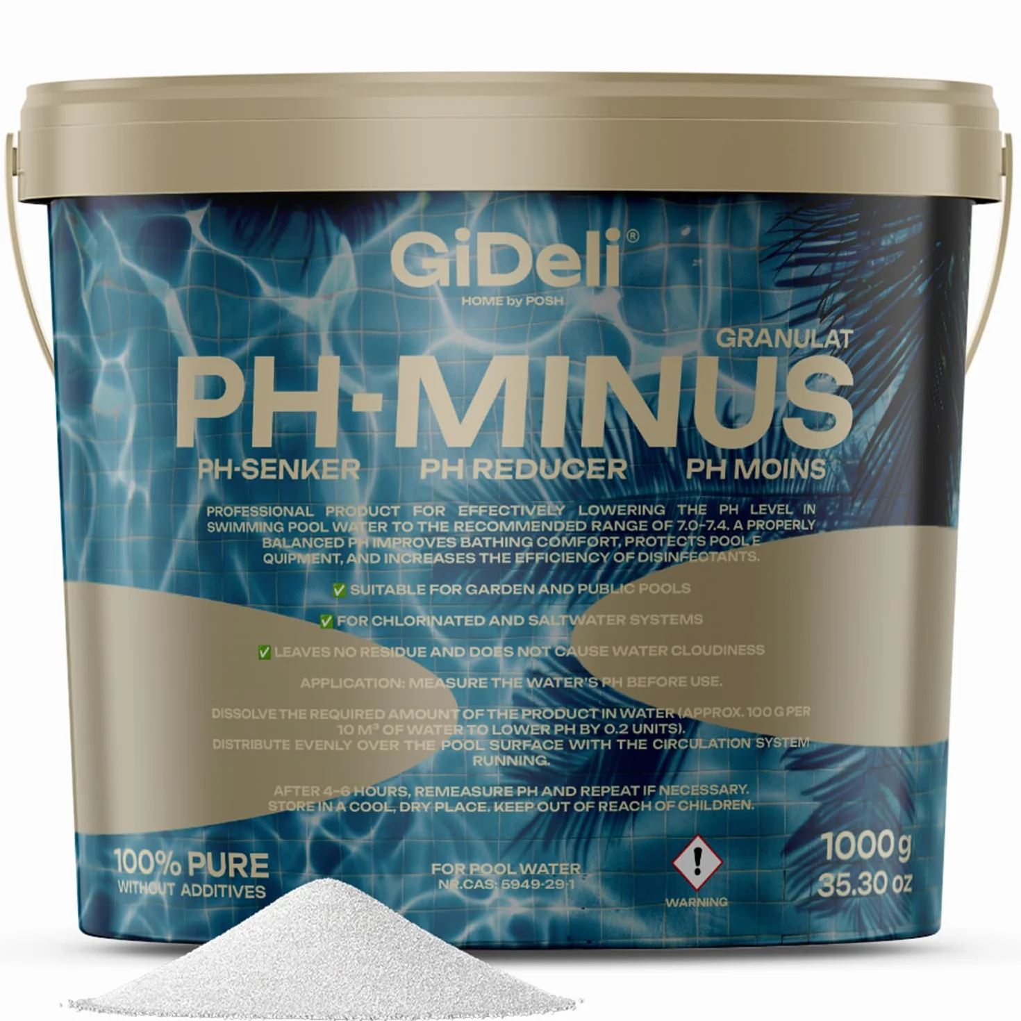 Granulat pH minus 1000 g do basenu, obniża pH, płyn do pielęgnacji wody z hydromasażem