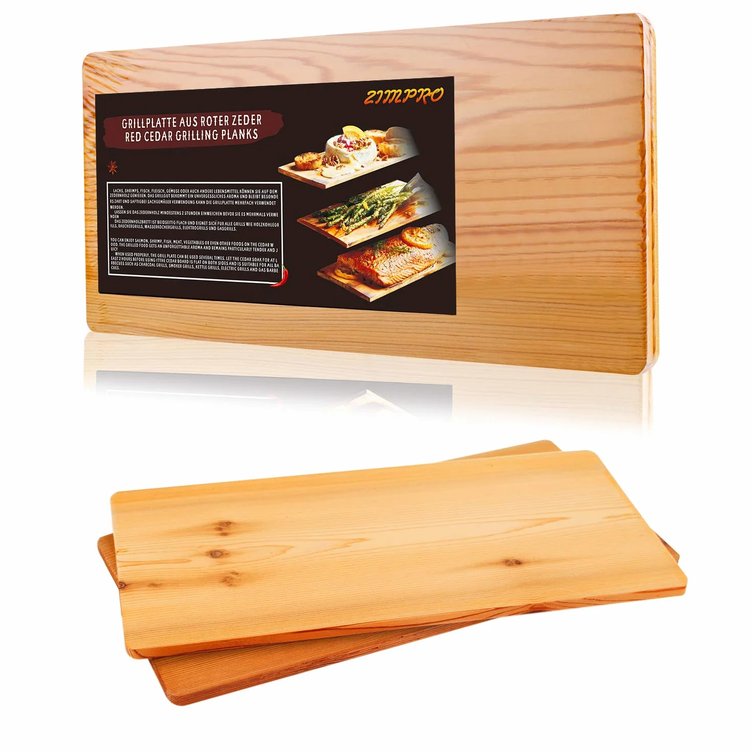 Deski do grillowania z drewna cedrowego, 2 sztuki – TRUSTTO deski cedrowe, wyprodukowane w 100% z naturalnego drewna cedrowego
