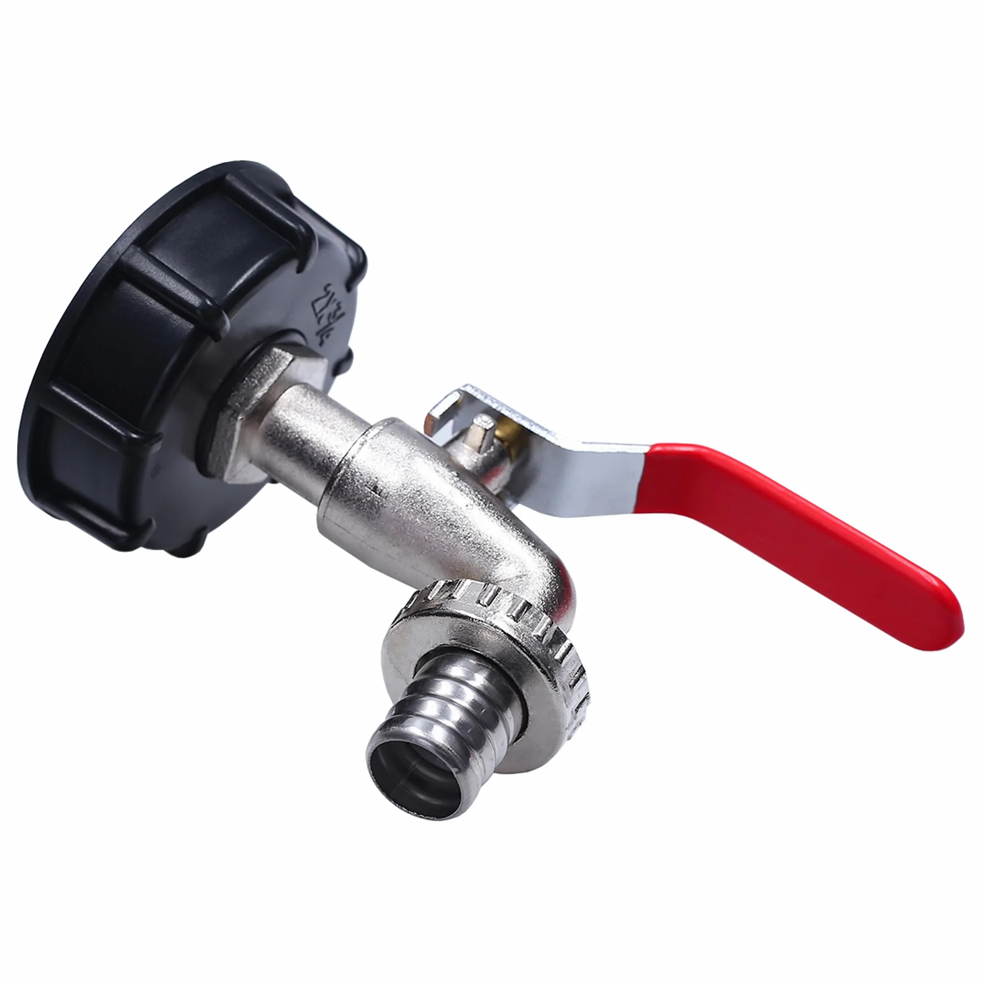 Kran Wylotowy do Zbiornika IBC Zawór Kulowy 3/4 Cala do Węża Ogrodowego 3/4‘’ | Adapter do Zbiornika 1000 L Gwint 60X6 Ok. 61mm Średnica | Wysokiej Jakości Szczelny Mosiężny Kran