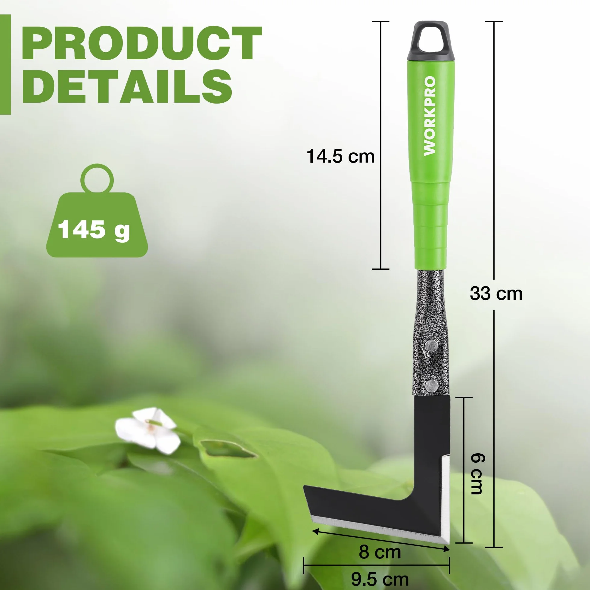 WORKPRO Narzędzie do pielenia 33 cm, ściągacz do chwastów do pęknięć, ręczny odchwaszczacz ze stali węglowej z czarnym wykończeniem, ogródek ogrodowy do ogrodu, na podwórko i trawnik