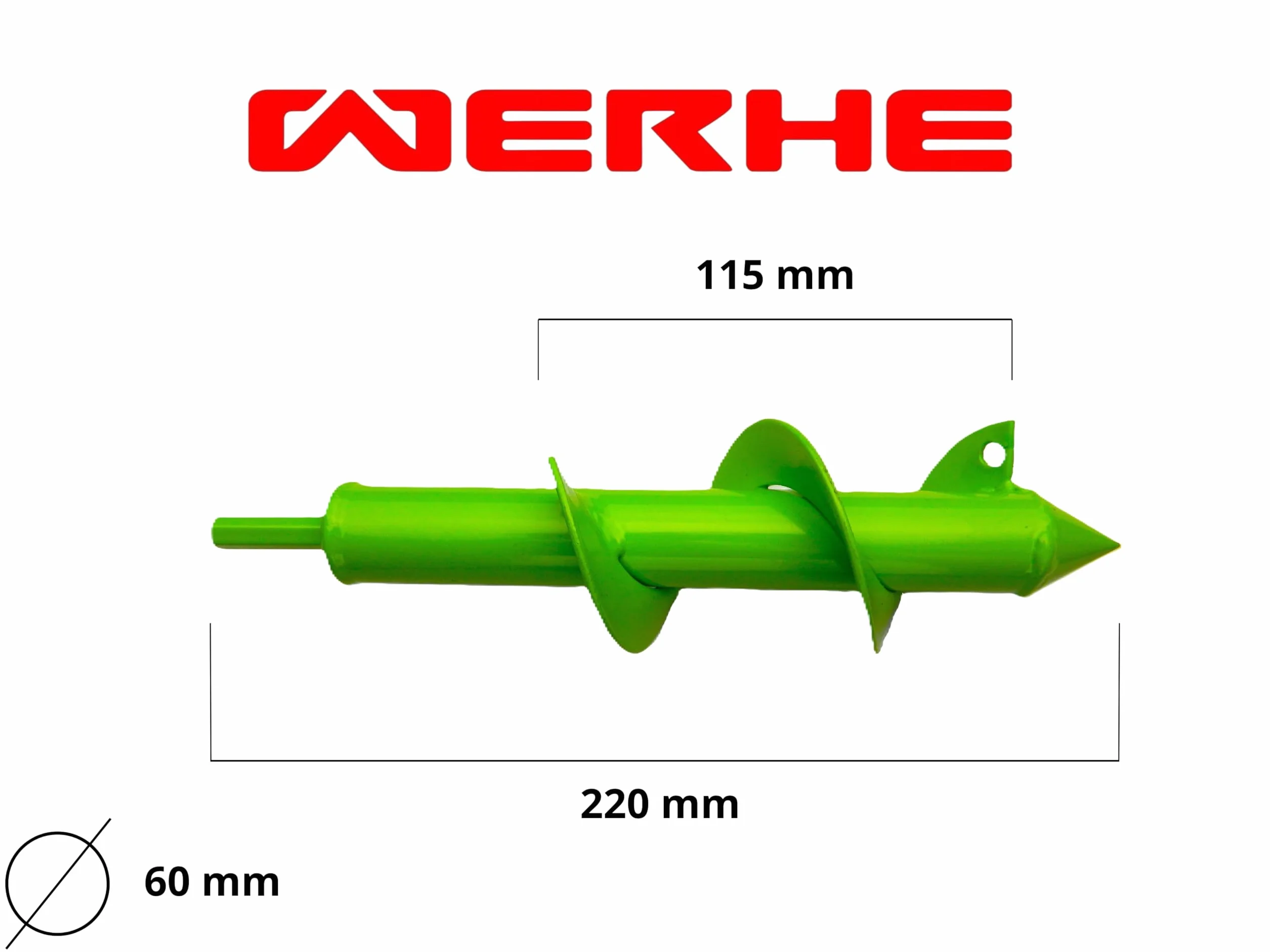 WERHE świder ziemny 60 mm Ø, 220 mm długości do wiertarki i wkrętarki akumulatorowej – świder ogrodowy do łatwego sadzenia kwiatów, krzewów i wykonywania otworów pod słupki ogrodzeniowe