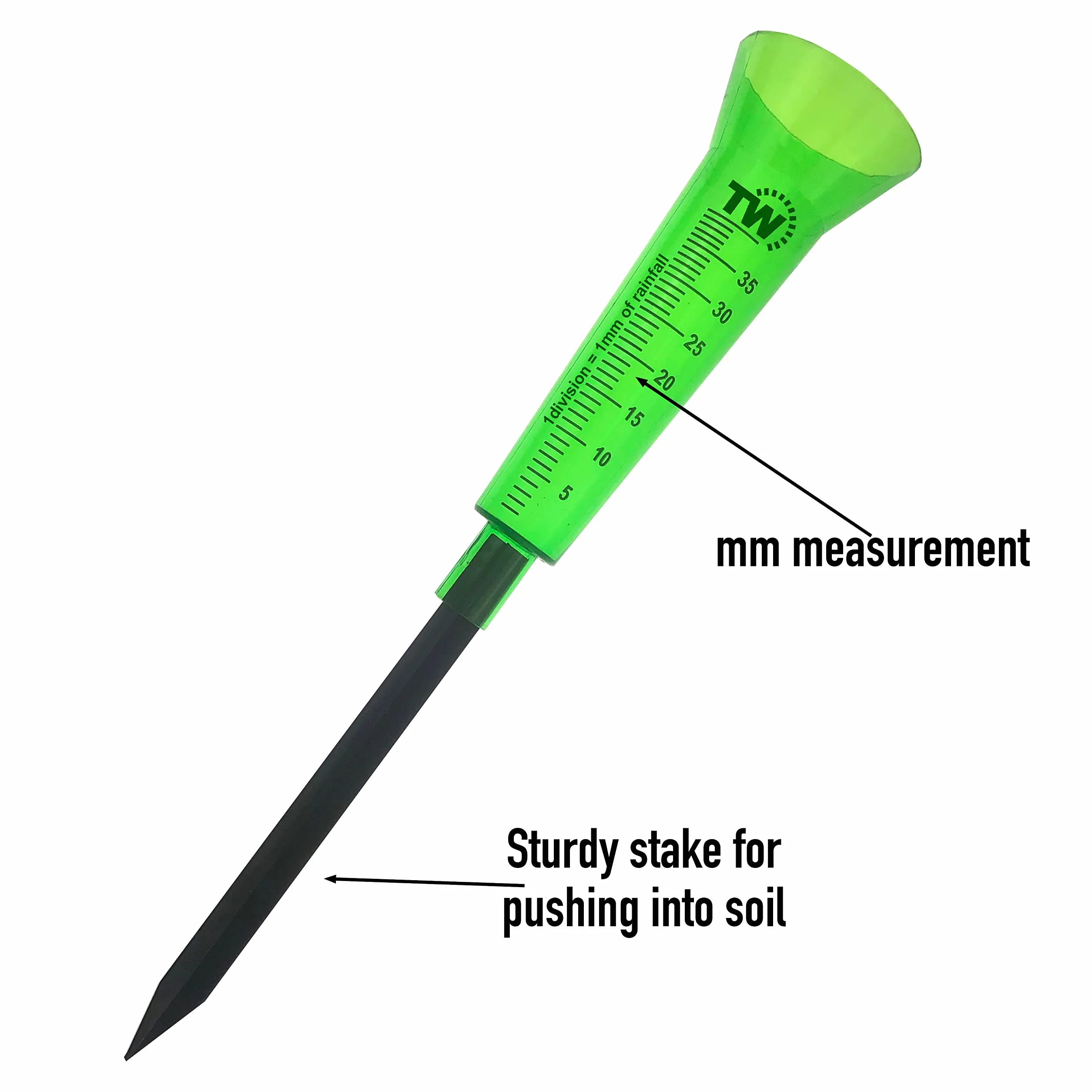 Thermometer World Wskaźnik Deszczu do Ogrodu do Monitorowania Opadów Deszczu – łatwy do odczytania miernik wody i deszczu, idealny do ogrodu, na zewnątrz, trawnik, glebę, poziom wody deszczowej