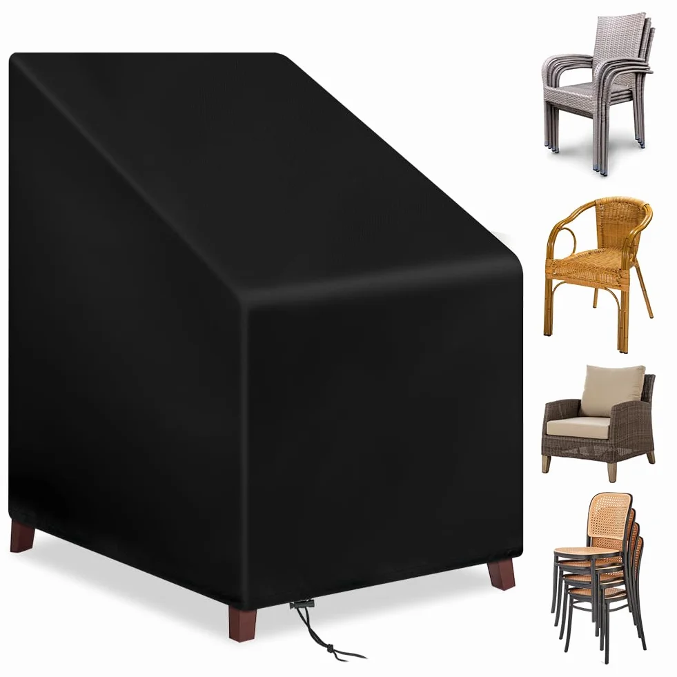 OFFCUP Pokrowce na krzesła ogrodowe do układania w stos, 1 szt., 65 x 65 x 120 cm, 210D, tkanina Oxford, pokrowce na krzesła ogrodowe, wodoodporne, wytrzymałe, odporne na promieniowanie UV, pokrowiec