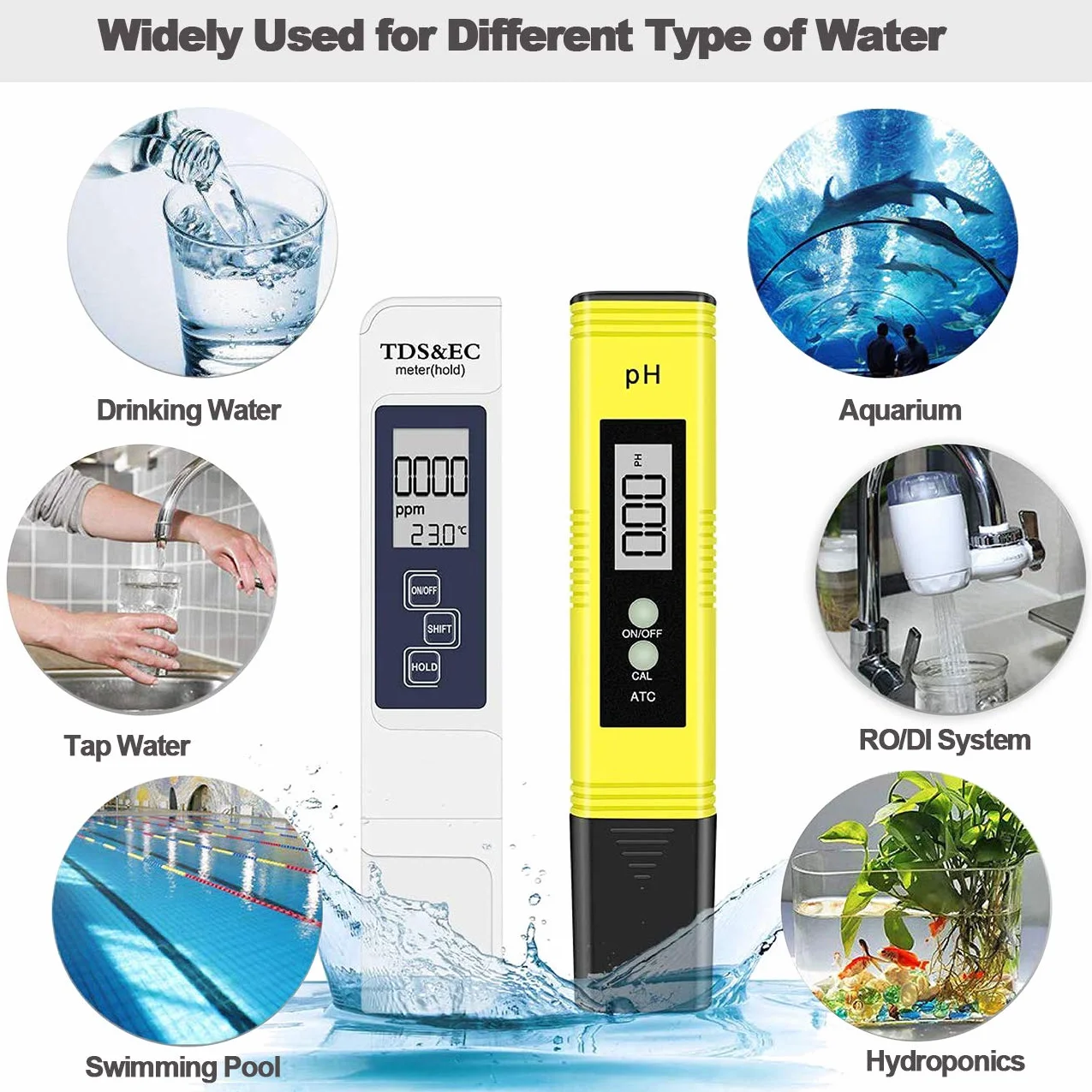 GuDoQi miernik pH, zestaw do testowania wody w stawie, miernik PPM, 4 w 1 TDS/EC/tester temperatury/pH do wody pitnej, rozdzielczość 0,01, cyfrowy tester wody do hydroponiki, systemu RO, akwarium