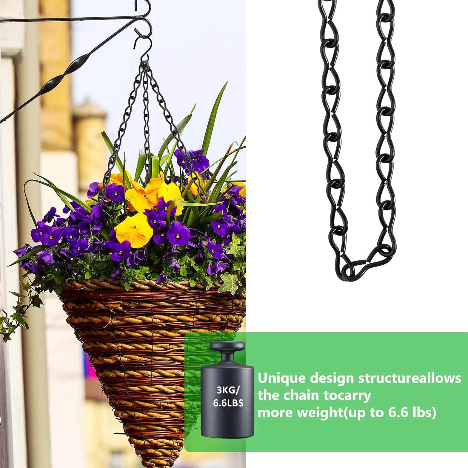 WY LIGHTING LEVEL 4-pak wiszących łańcuszków z haczykami, 50 cm, wiszące łańcuchy do roślin, metalowy wiszący wieszak na karmnik dla ptaków, lampiony, ozdoby, dzwonki wiatrowe, billboardy, rękodzieło,