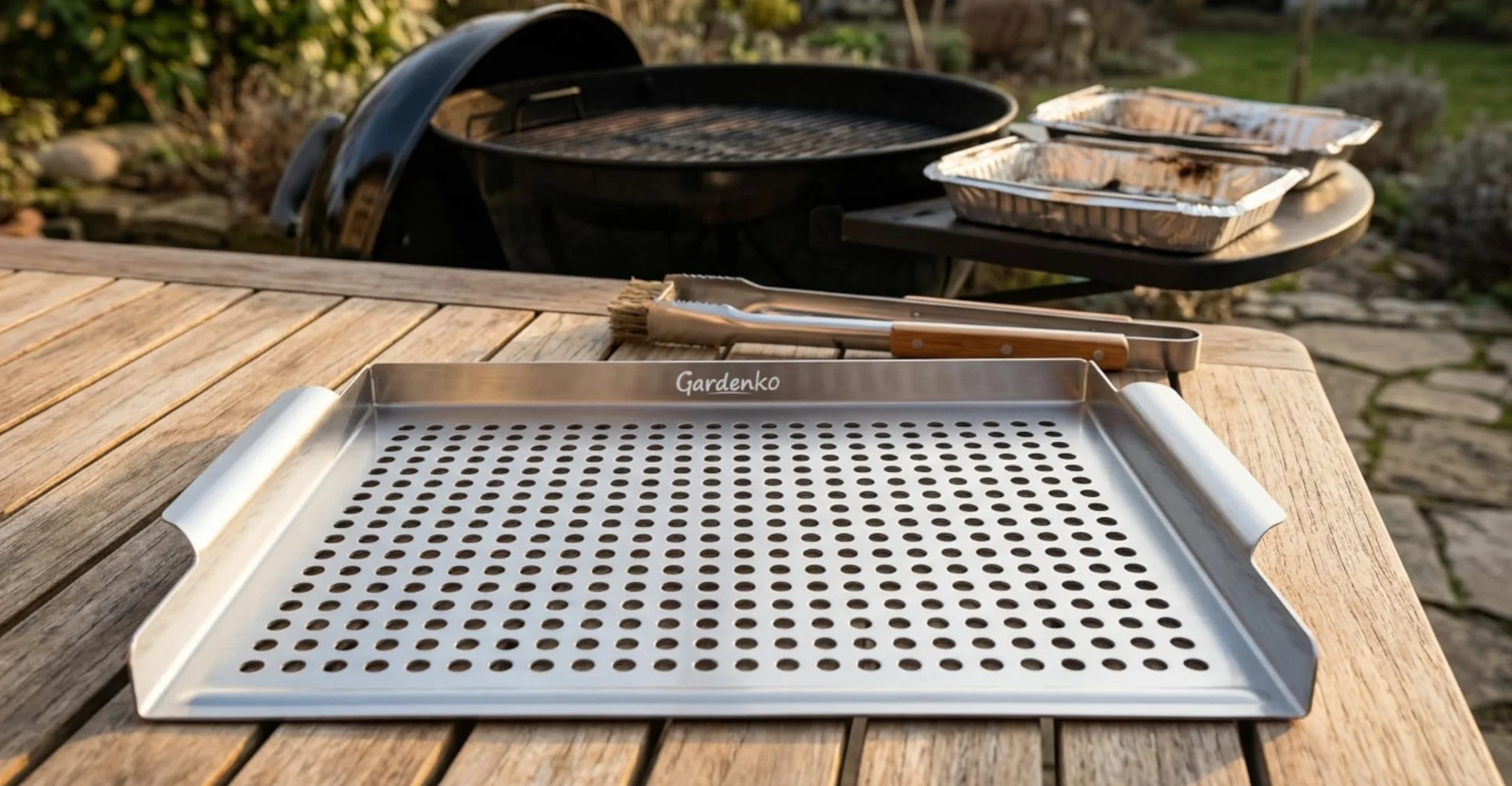 Taca do grilla ze stali nierdzewnej 40x29 cm, Tacka grillowa na warzywa ryby mięso owoce morza, Perforowana płyta z uchwytami do grilla węglowego, wielokrotnego użytku, 0,8 kg