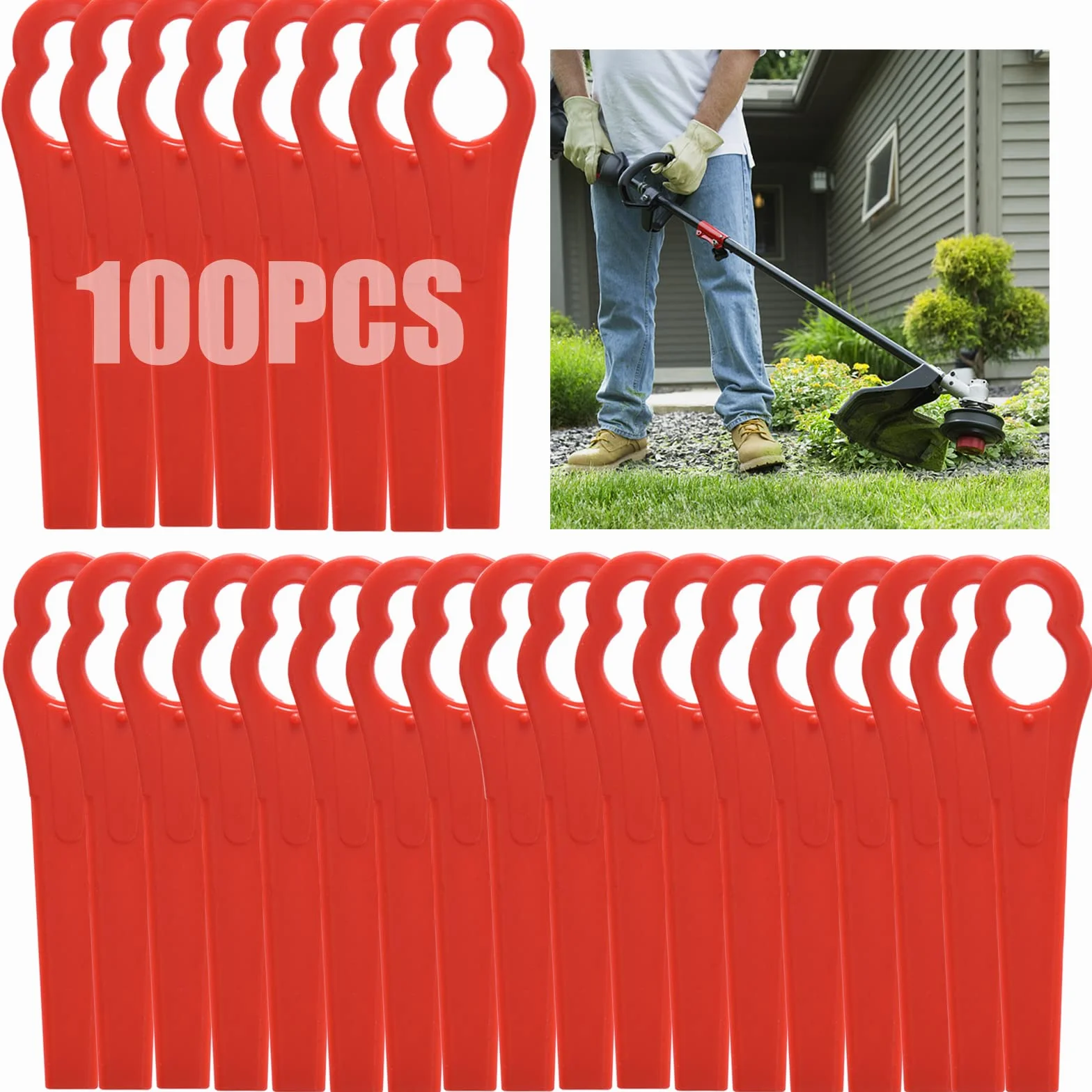 Wendergo 100 sztuk plastikowych ostrzy do trawy 83 mm do podkaszarki akumulatorowej Terratek Einhell
