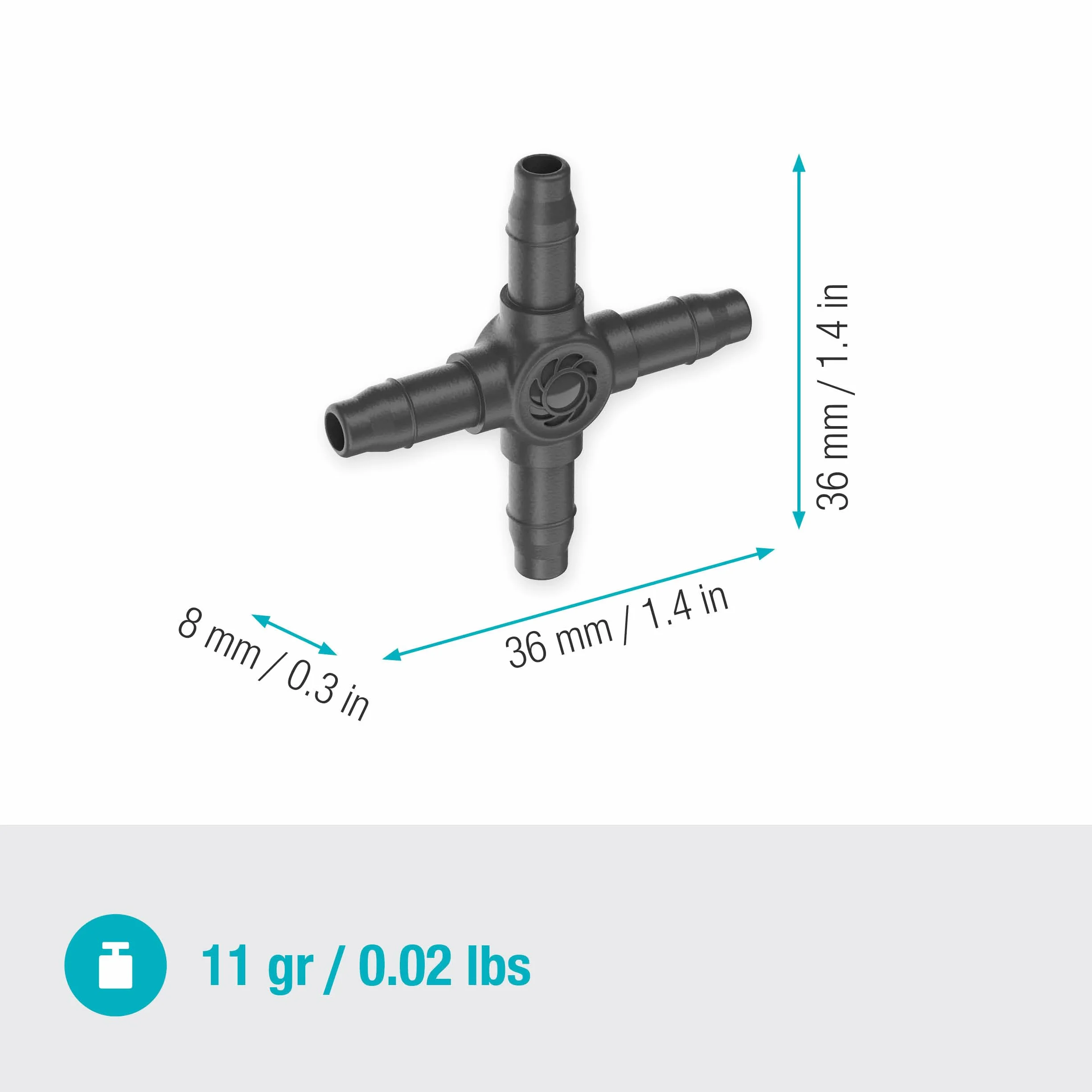 Gardena System Micro-Drip element krzyżowy 4,6 mm (3/16 cala) Akcesoria do odgałęziania rur