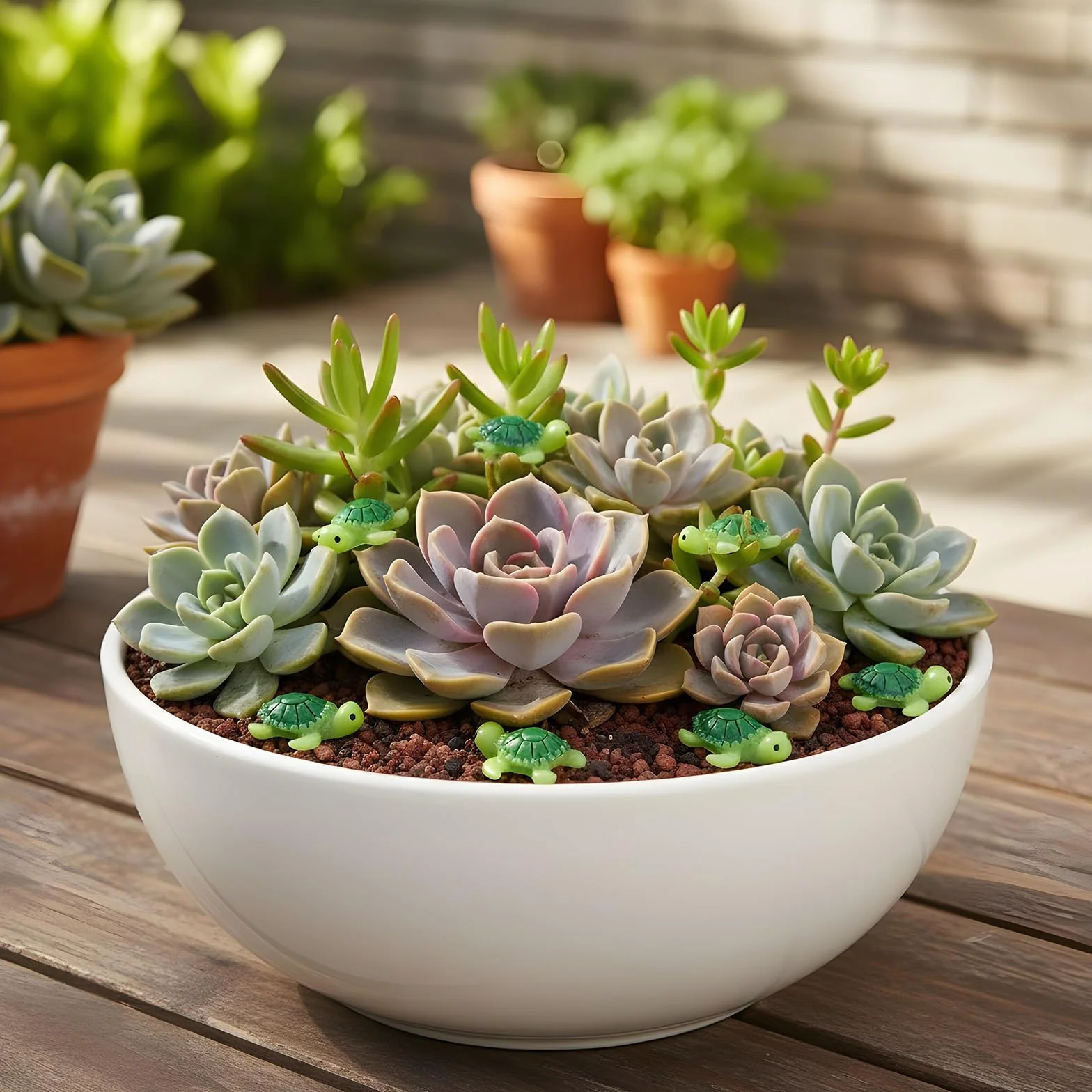 Miniaturowe żółwie, zielone figurki małego żółwia, dekoracja mini żółwia, urocze miniaturowe figurki żółwia morskiego, małe statuetki żółwia oceanicznego do ogrodu, wróżki, mikro krajobrazu, roślina