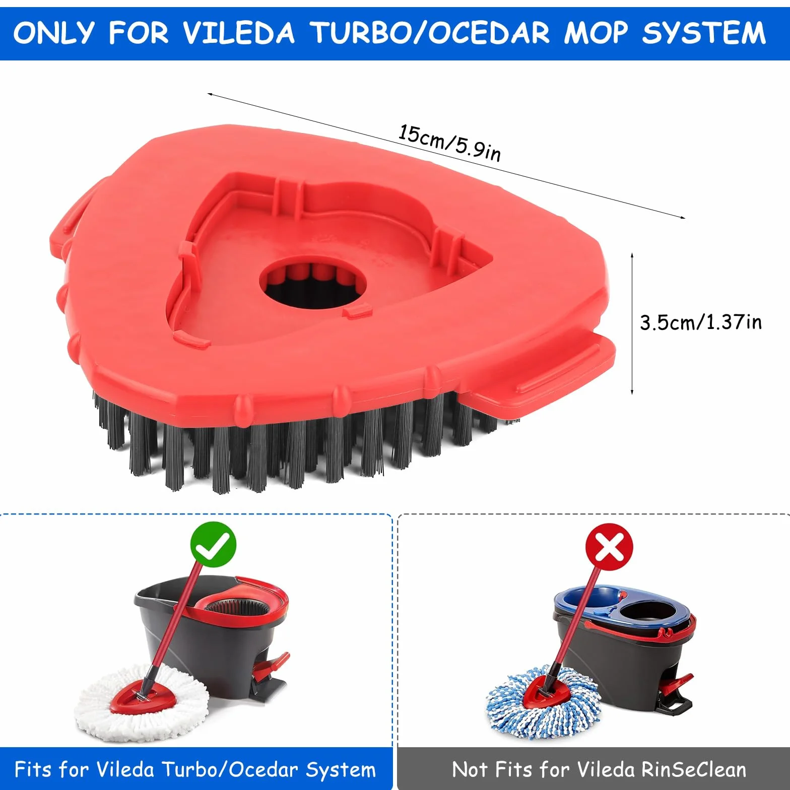 2 szt. wymiennych głowic do Vileda Turbo, wymienna szczotka do mopa Vileda Turbo, szczotka do szorowania włosia do czyszczenia łazienki, kuchni, basenu, tarasu