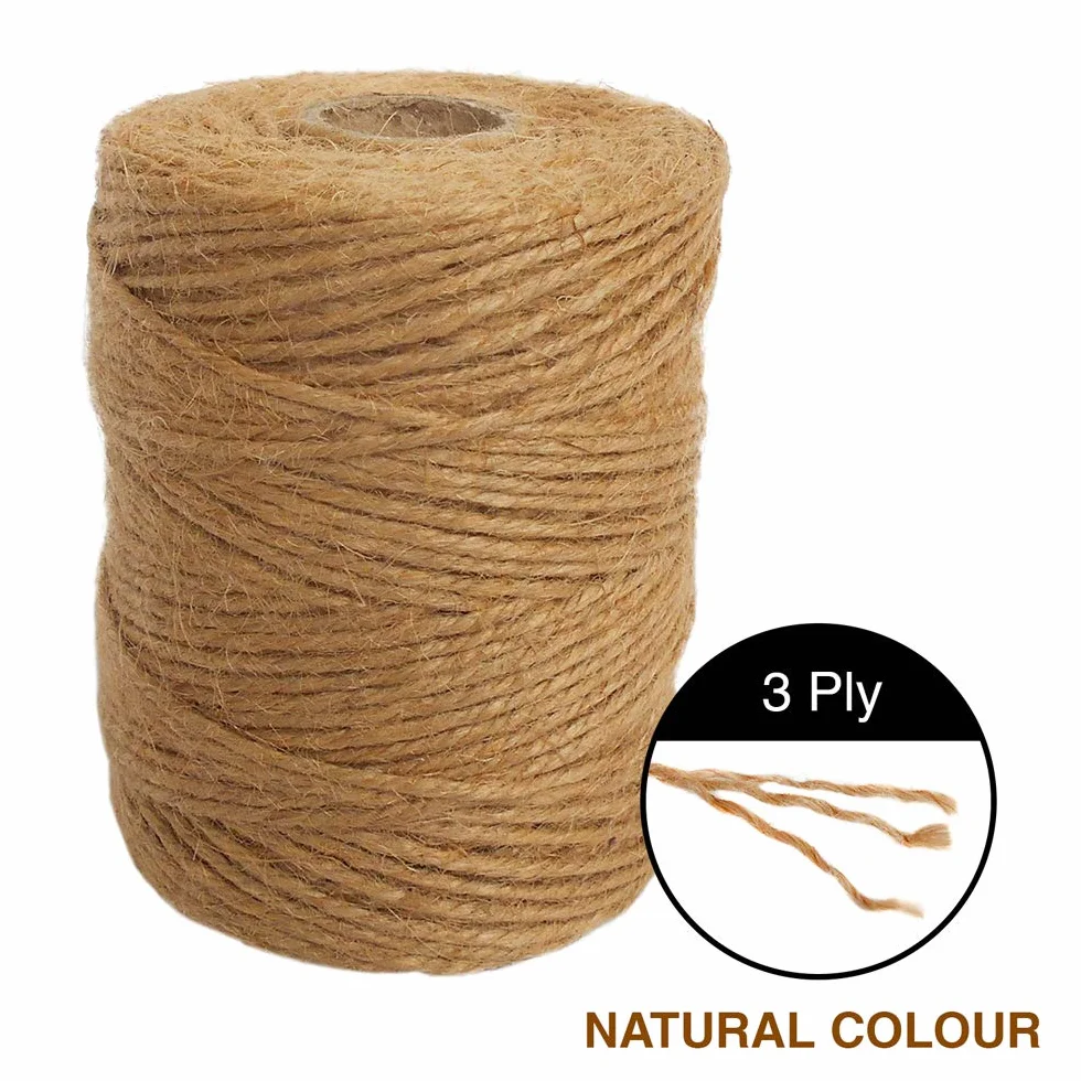 ANSIO Sznurek jutowy, sznurek jutowy, 3-warstwowy, grubość 2 mm, lina jutowa do dekoracji ogrodu, florystyki, DIY, sztuki, wiązanie, rękodzieło i owijanie, brązowy