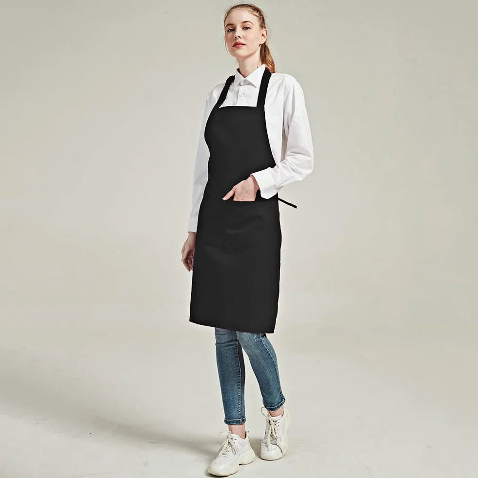 Gvolatee 2 Regulowane Fartuchy z Kieszeniami - Unisex Kuchenny do Kuchni, Restauracji, Kawiarni, Grillowania, Pieczenia (Czarny)