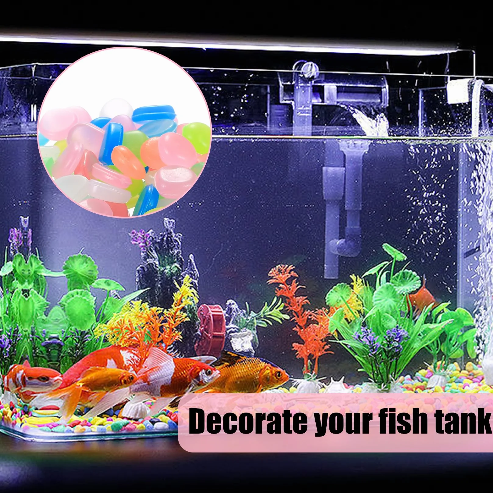 330 szt. Kolorowe Świecące Kamienie, Fluorescencyjne Kamyki Dekoracyjne do Ogrodu, Akwarium, Balkonu, Trawnika i Ścieżek. Idealne do tworzenia nastrojowej dekoracji w dzień i w nocy.