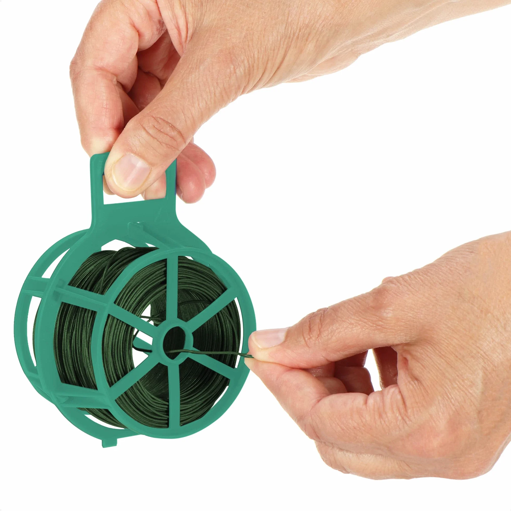 COM-FOUR® 100 metrów drutu do wiazania - 2 rolki po 50 metrów drutu powlekanego tworzywem sztucznym w kolorze zielonym - drut roslinny do prac ogrodniczych i domowych (02x 50m zielony V2)