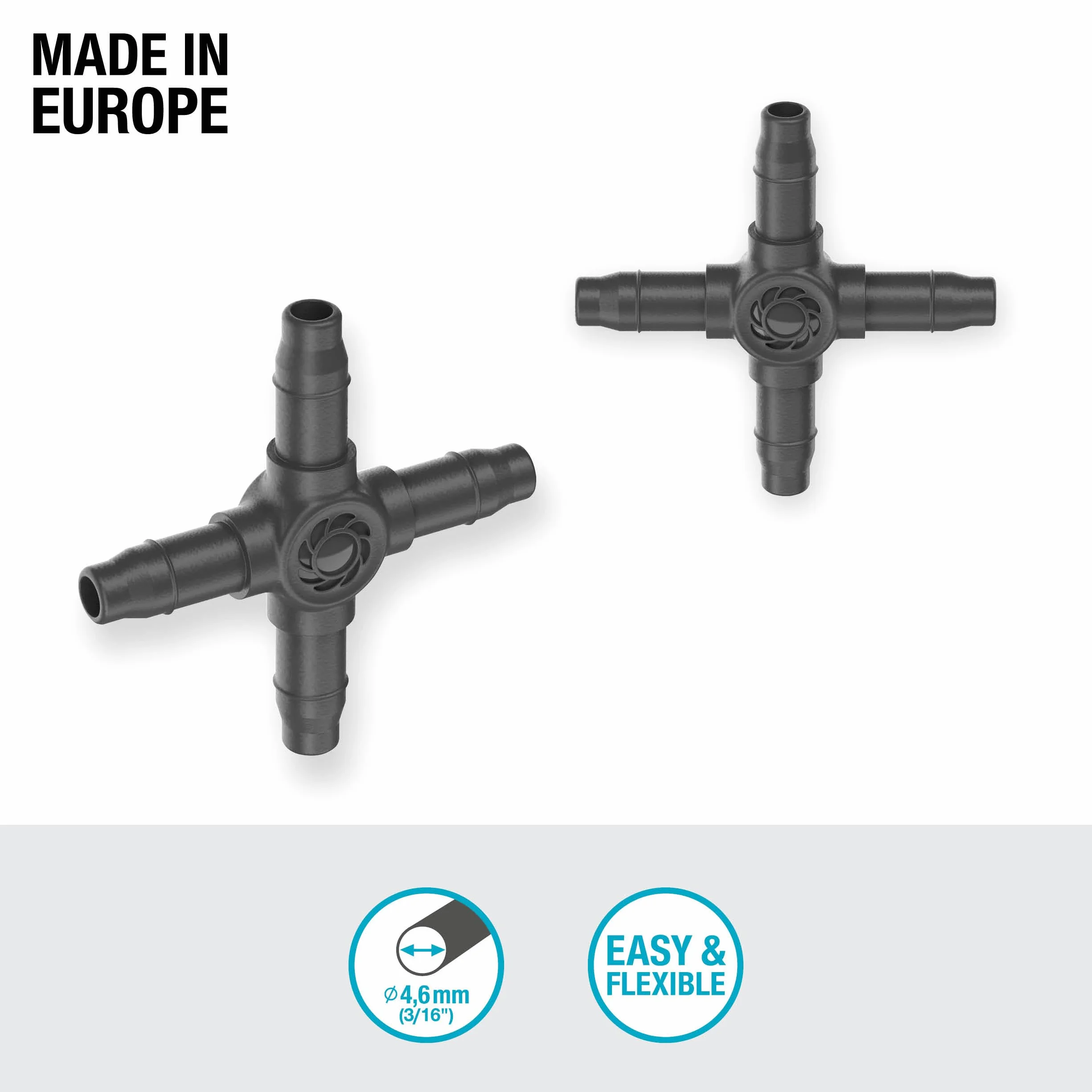 Gardena System Micro-Drip element krzyżowy 4,6 mm (3/16 cala) Akcesoria do odgałęziania rur