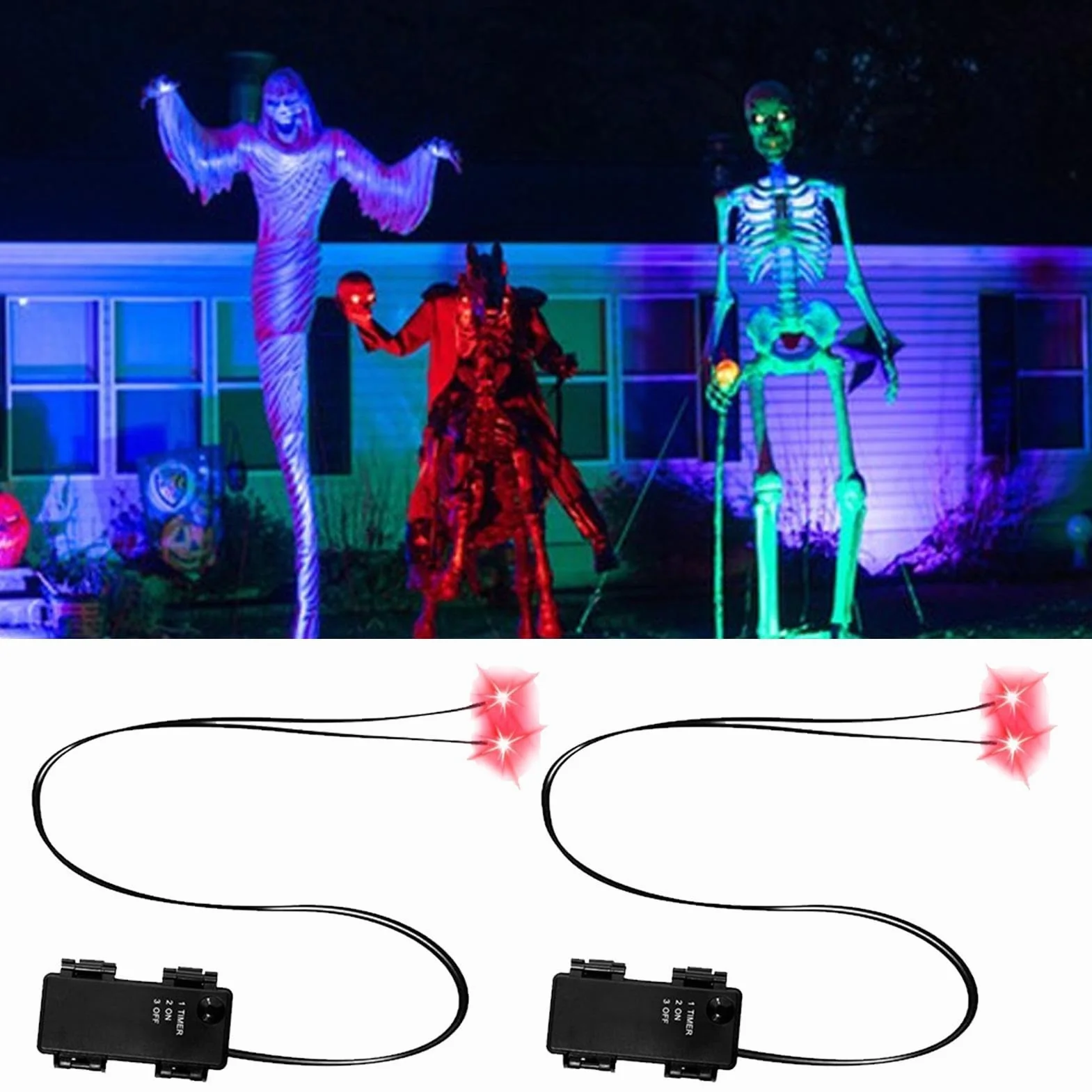 Świecące Oczy LED Czaszka Cosplay Timer Prop Szkieletu Dekoracje Halloween