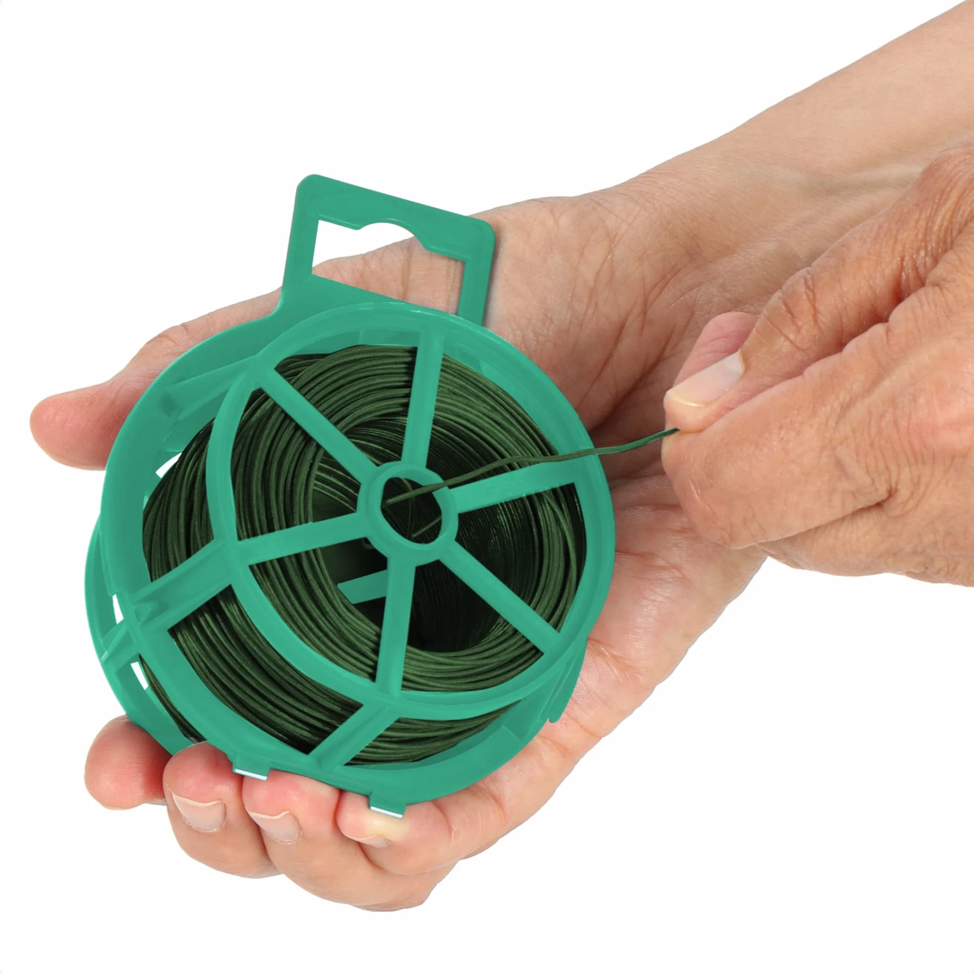COM-FOUR® 100 metrów drutu do wiazania - 2 rolki po 50 metrów drutu powlekanego tworzywem sztucznym w kolorze zielonym - drut roslinny do prac ogrodniczych i domowych (02x 50m zielony V2)