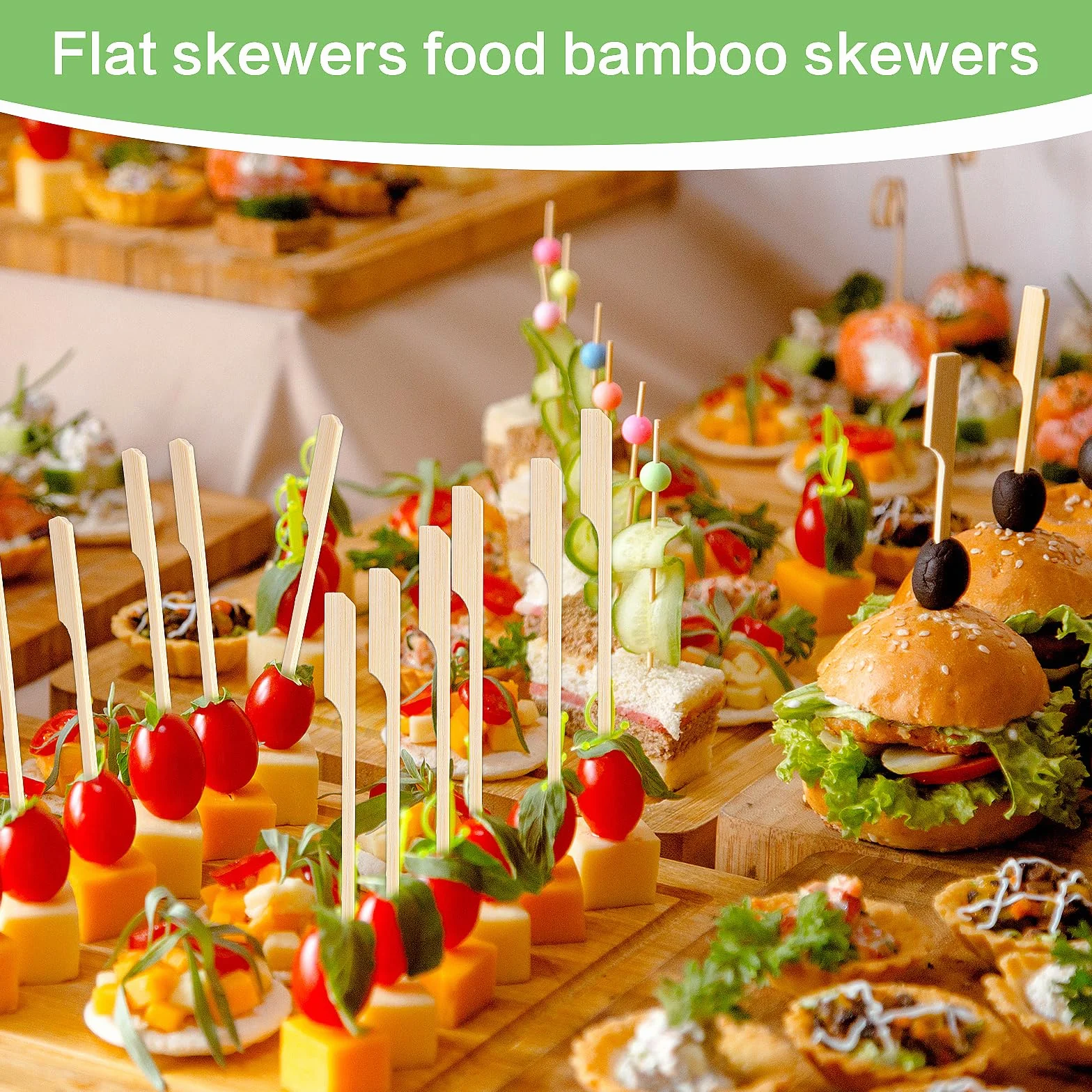 Bambusowe szpikulce 20 cm, 100 szt. bambusowych patyczków do przystawek koktajlowych, wykałaczek, szaszłyków kababowych, drewnianych, do koktajli, owoców, grillowania, fondue (20 cm)