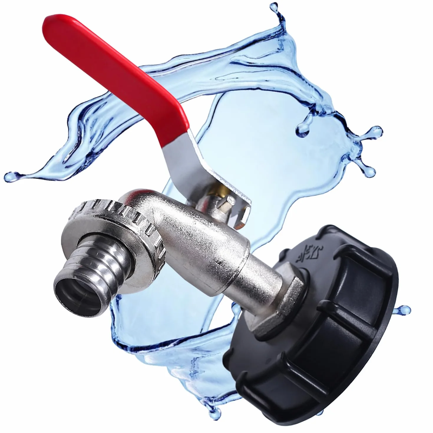 Kran Wylotowy do Zbiornika IBC Zawór Kulowy 3/4 Cala do Węża Ogrodowego 3/4‘’ | Adapter do Zbiornika 1000 L Gwint 60X6 Ok. 61mm Średnica | Wysokiej Jakości Szczelny Mosiężny Kran