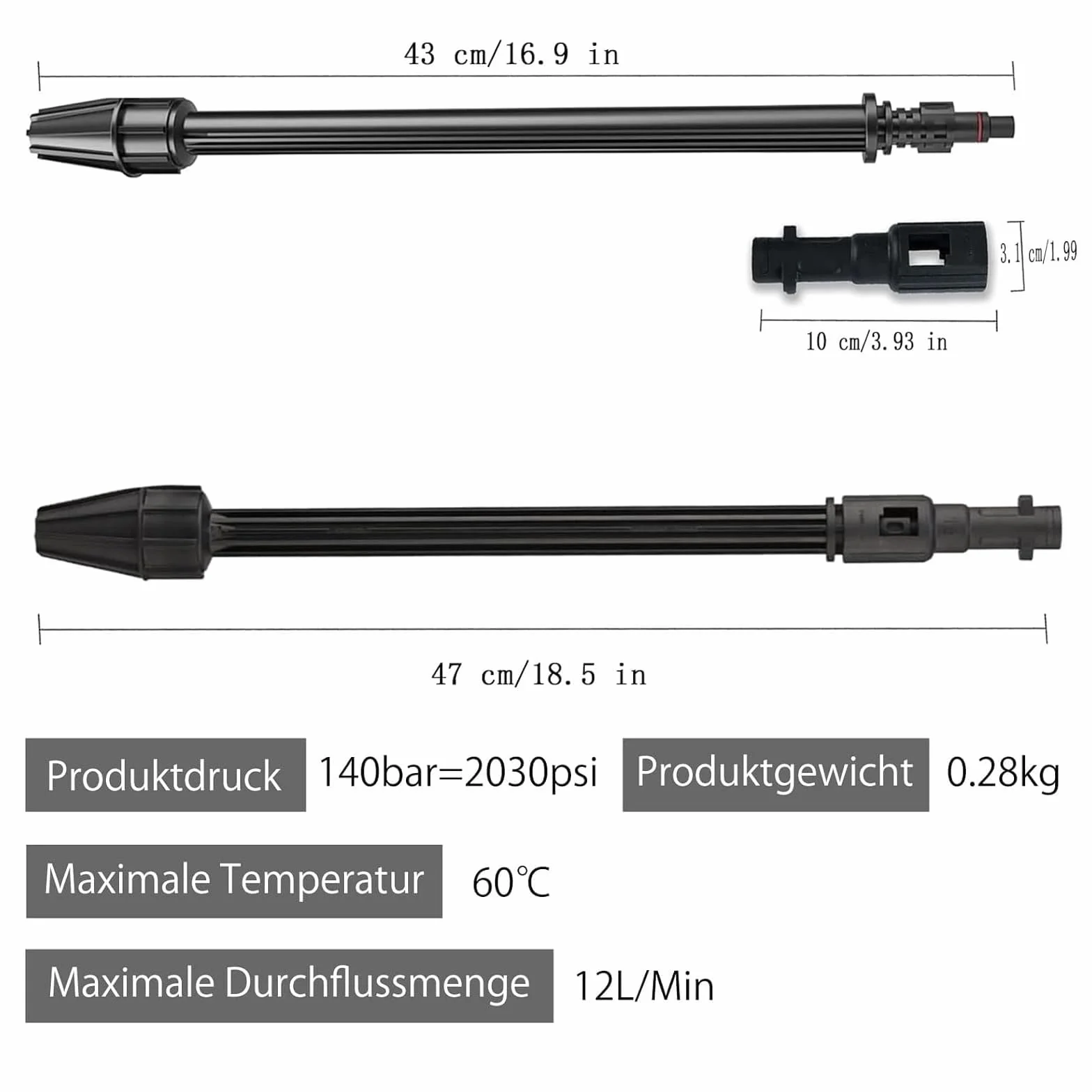 Frez brudu do myjki wysokociśnieniowej Kärcher Brud, dysza wirnikowa, czyszczenie samochodu, regulowana dysza natryskowa 150 bar, lanca natryskowa, myjka wysokociśnieniowa, akcesoria do Kärcher/Lavor
