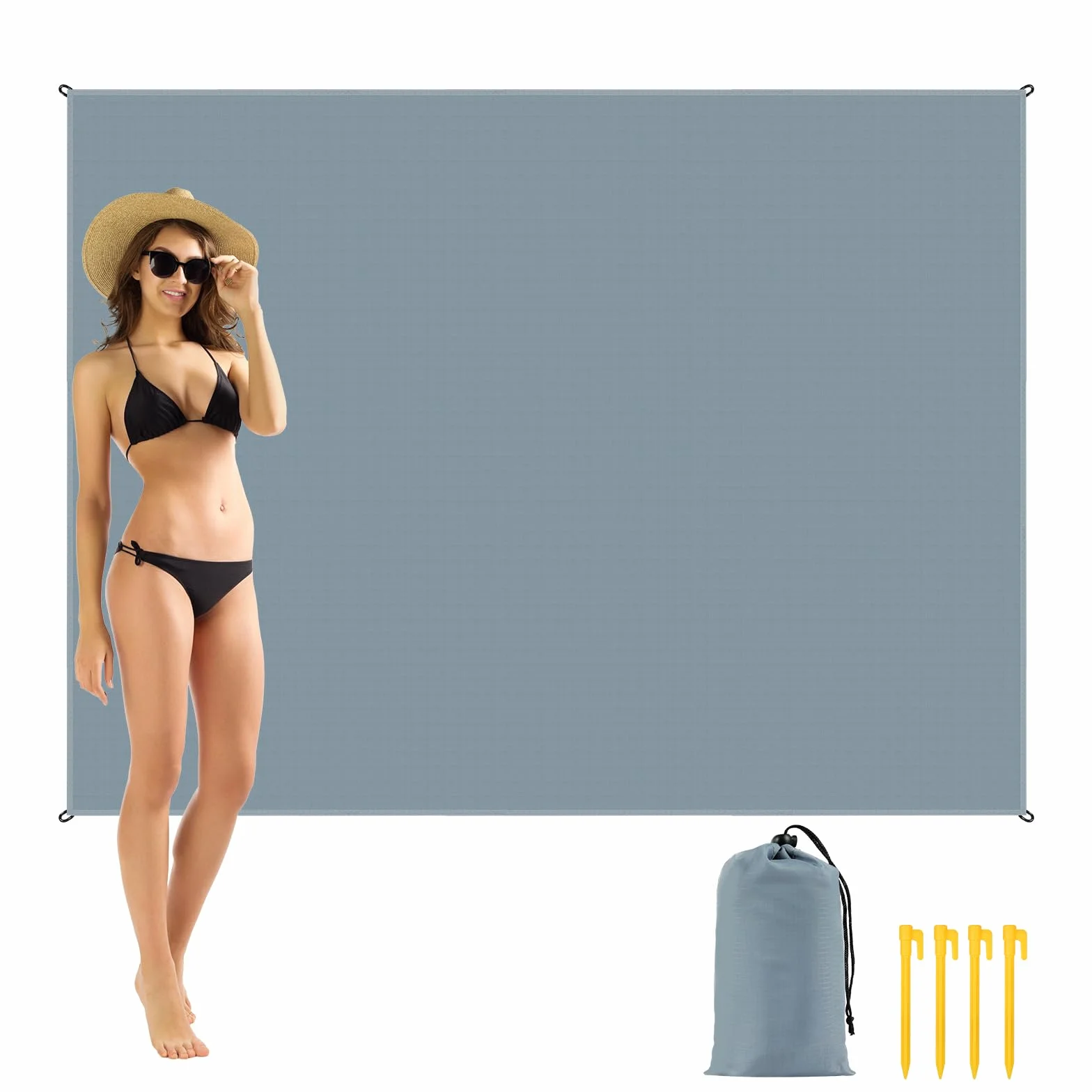 Koc podróżny na zewnątrz, 200 x 140 cm, odporna na piasek, wodoodporny, pakowalny, kompaktowy, lekki, kieszeń na plażę, kemping