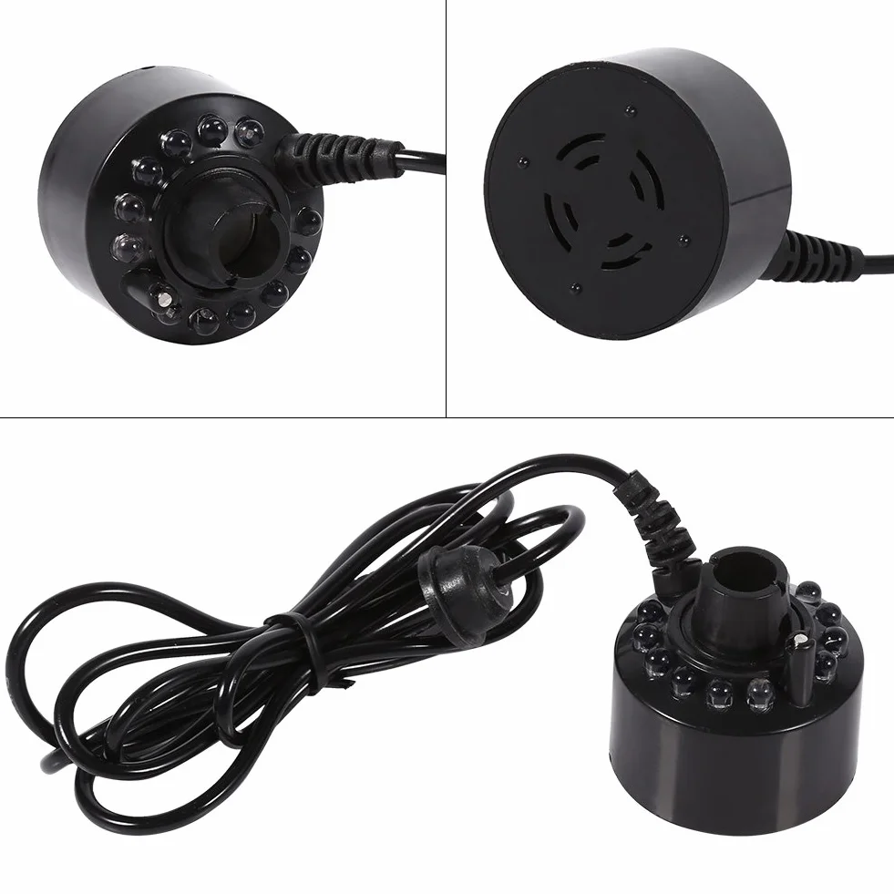24V zmiana koloru 12 LED Mister Fogger fontanna Mini Mist Maker staw mgła maszyna Atomizer nawilżacz powietrza mgła ultradźwiękowa 12 LED idealna na Halloween