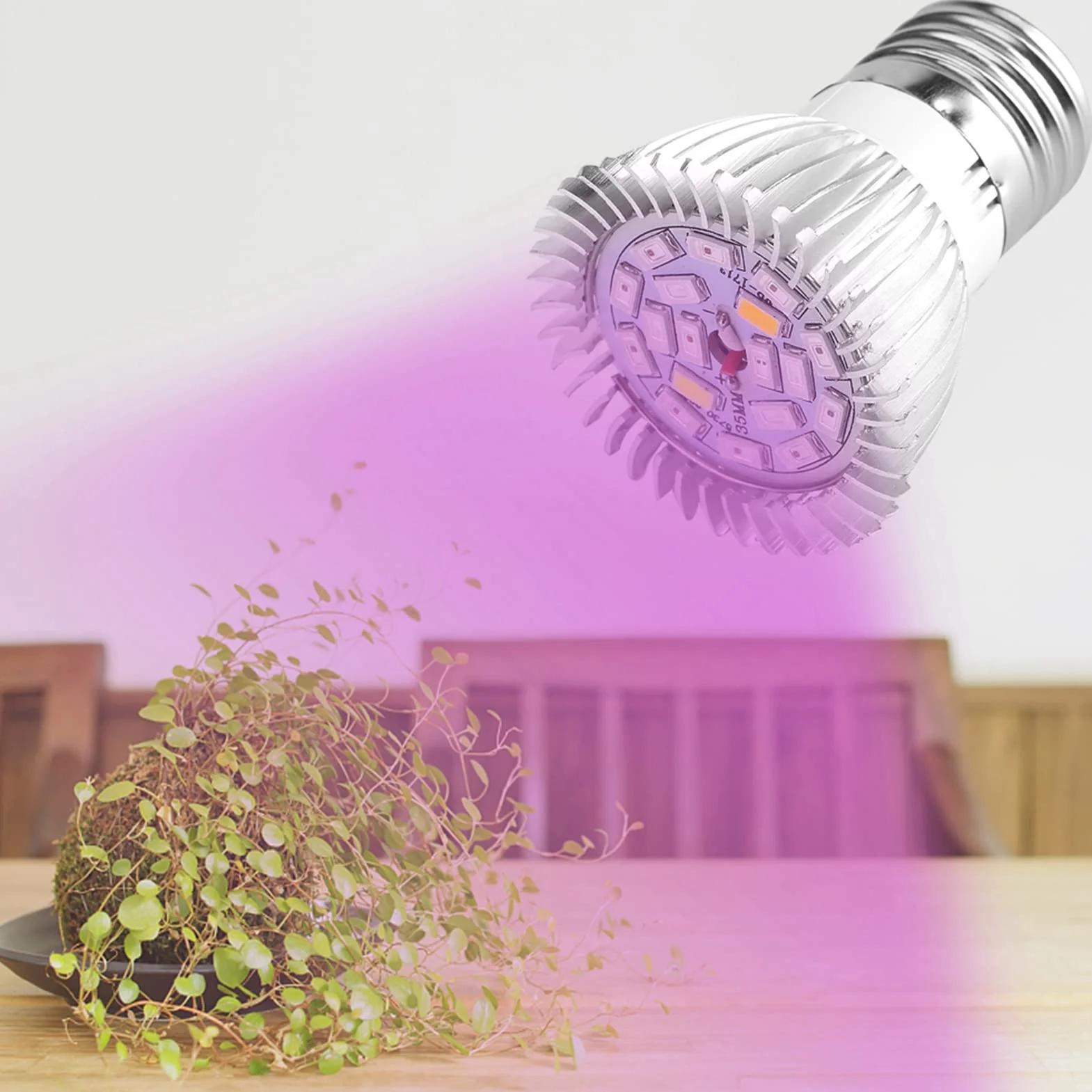 Aramox Żarówka LED do Uprawy 18W, Pełne Spektrum światła dla Roślin Doniczkowych Szklarnia Hydroponiczna Soczysty Kwiat, Podstawa E27 E14 GU10 (E27)