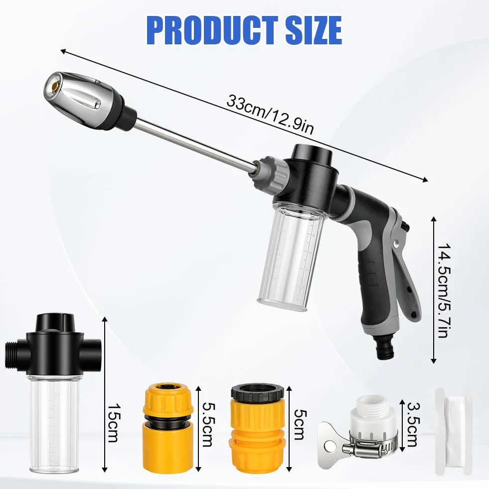 Pistolet wysokociśnieniowy Power Jet 5 sztuk zestaw metalowy TurboWasher do węża ogrodowego