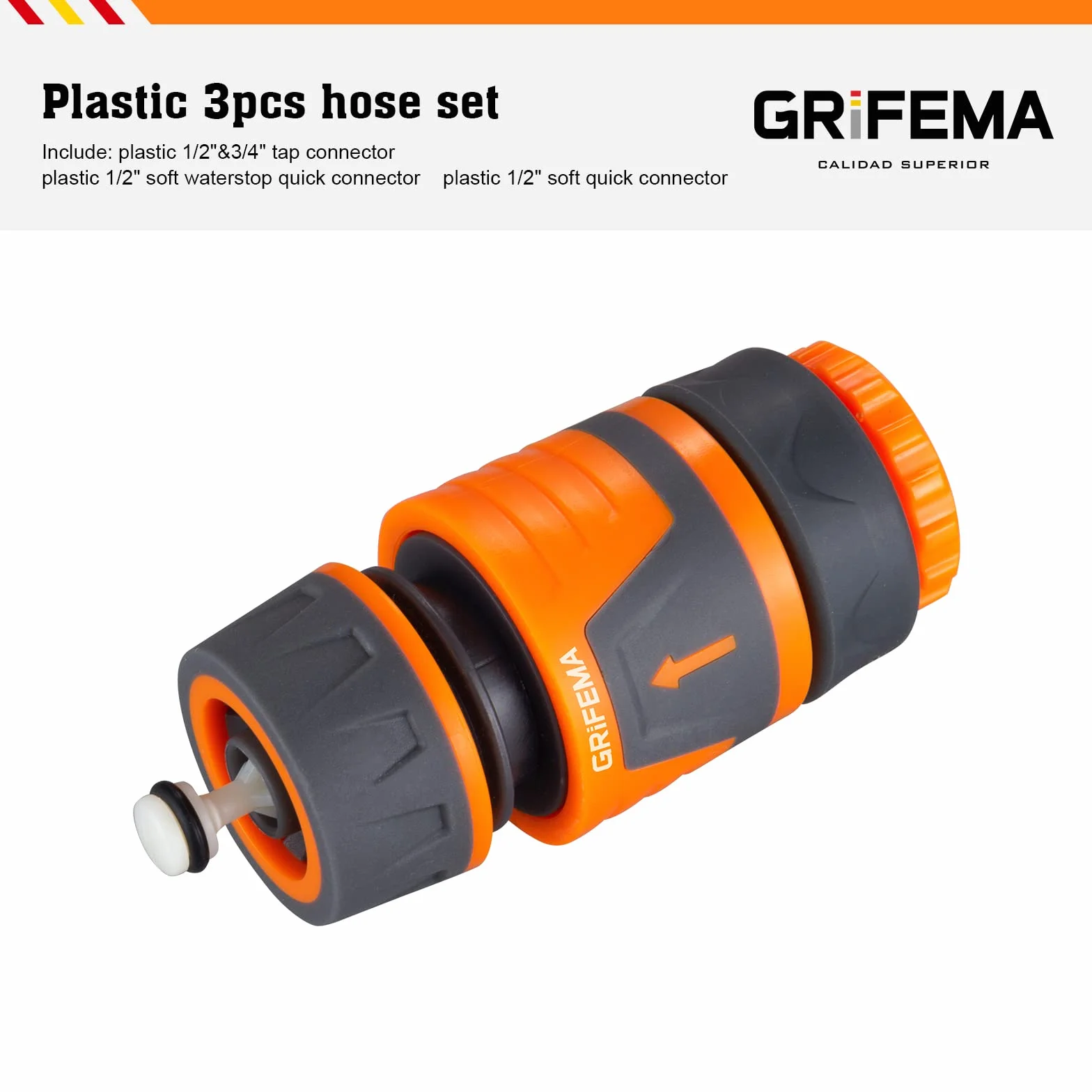 GRIFEMA GE1103 Zestaw złącza węża ogrodowego 1/2" 3/4" Premium Female