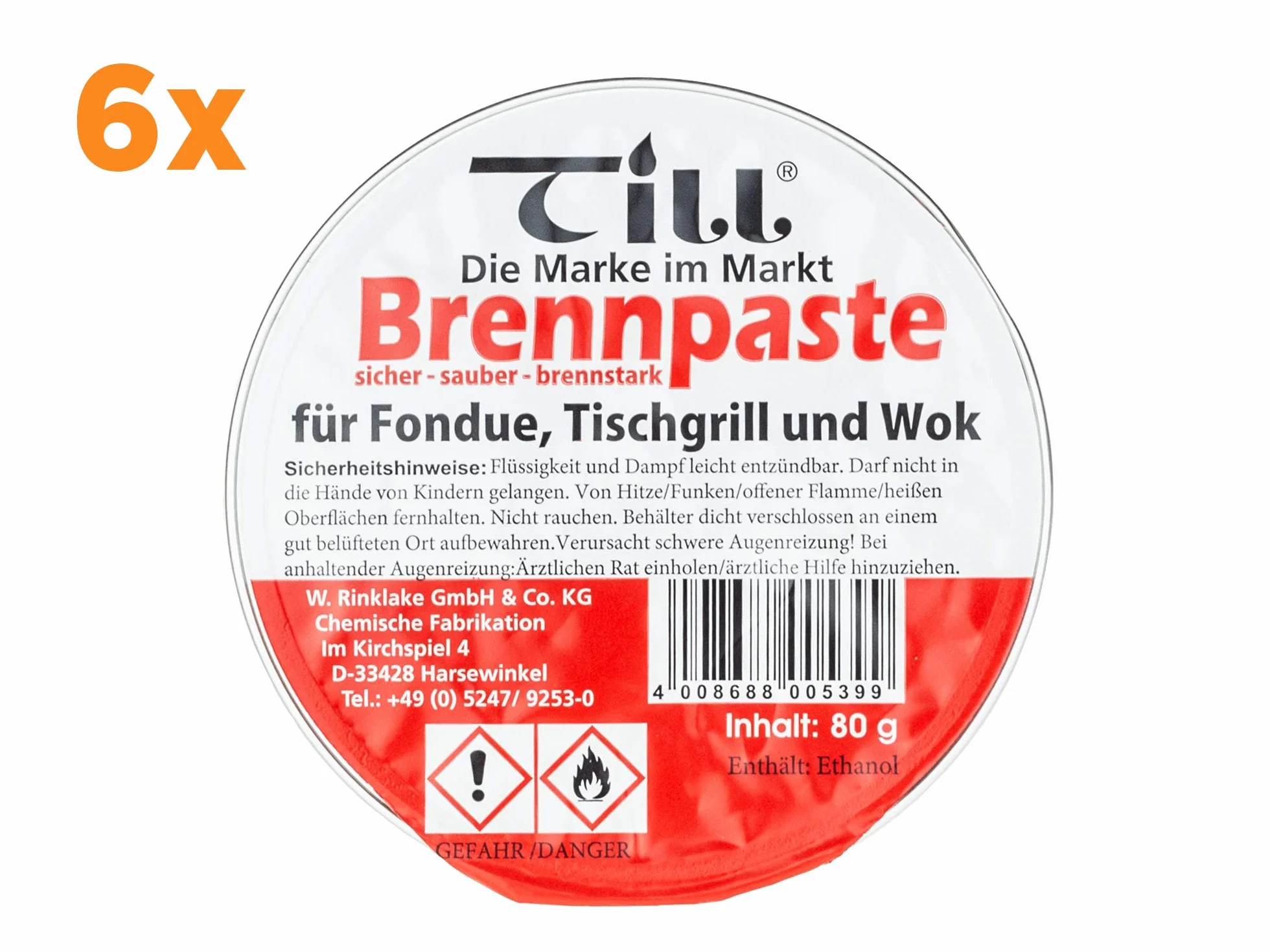 Till pasta do podgrzewaczy, 2 × zestaw 3 sztuk po 80 g (6 sztuk)