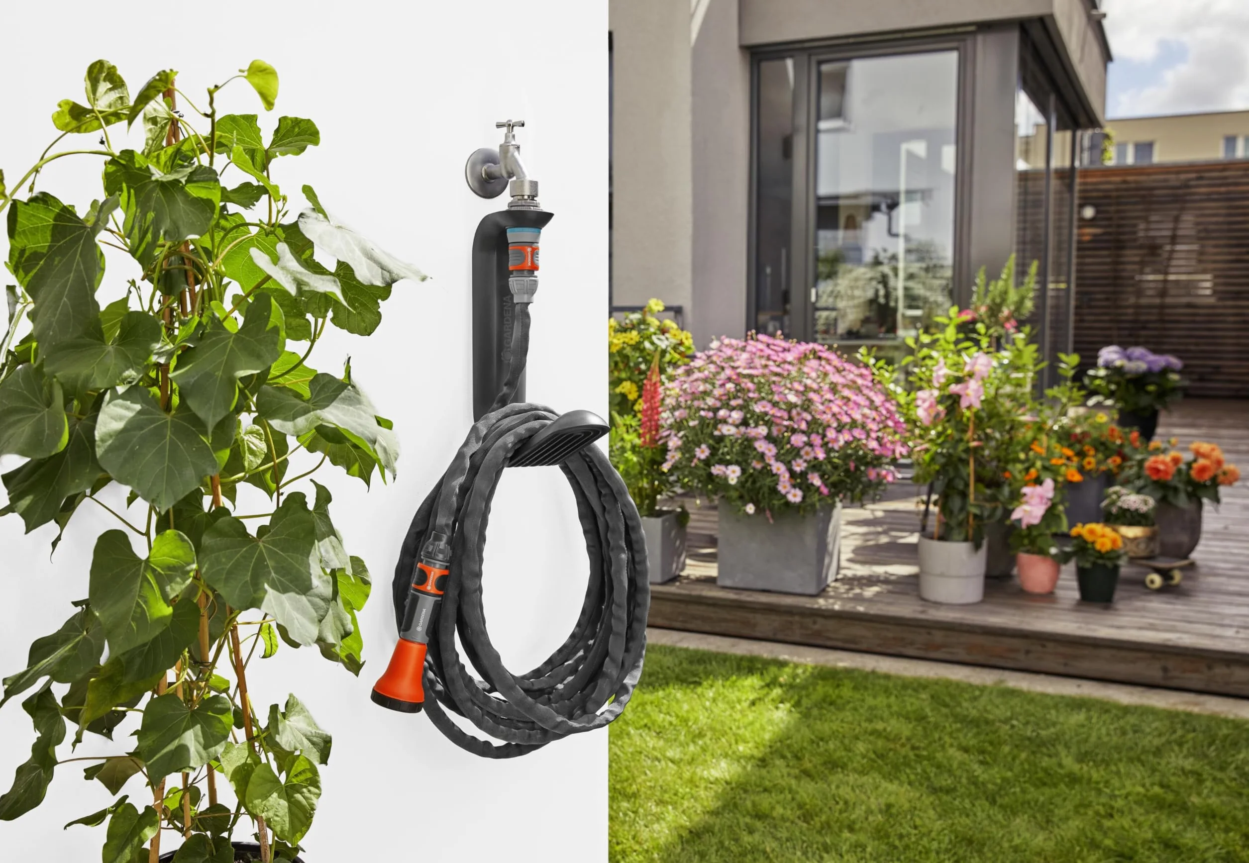 Gardena Liano system do przechowywania węża ogrodowego TapFix: Do przechowywania węża Liano do 20 m, montaż bez śrub, odporny na promieniowanie UV i mróz, pasuje do G 1, G 3/4 i G ½ cala (18590-20)