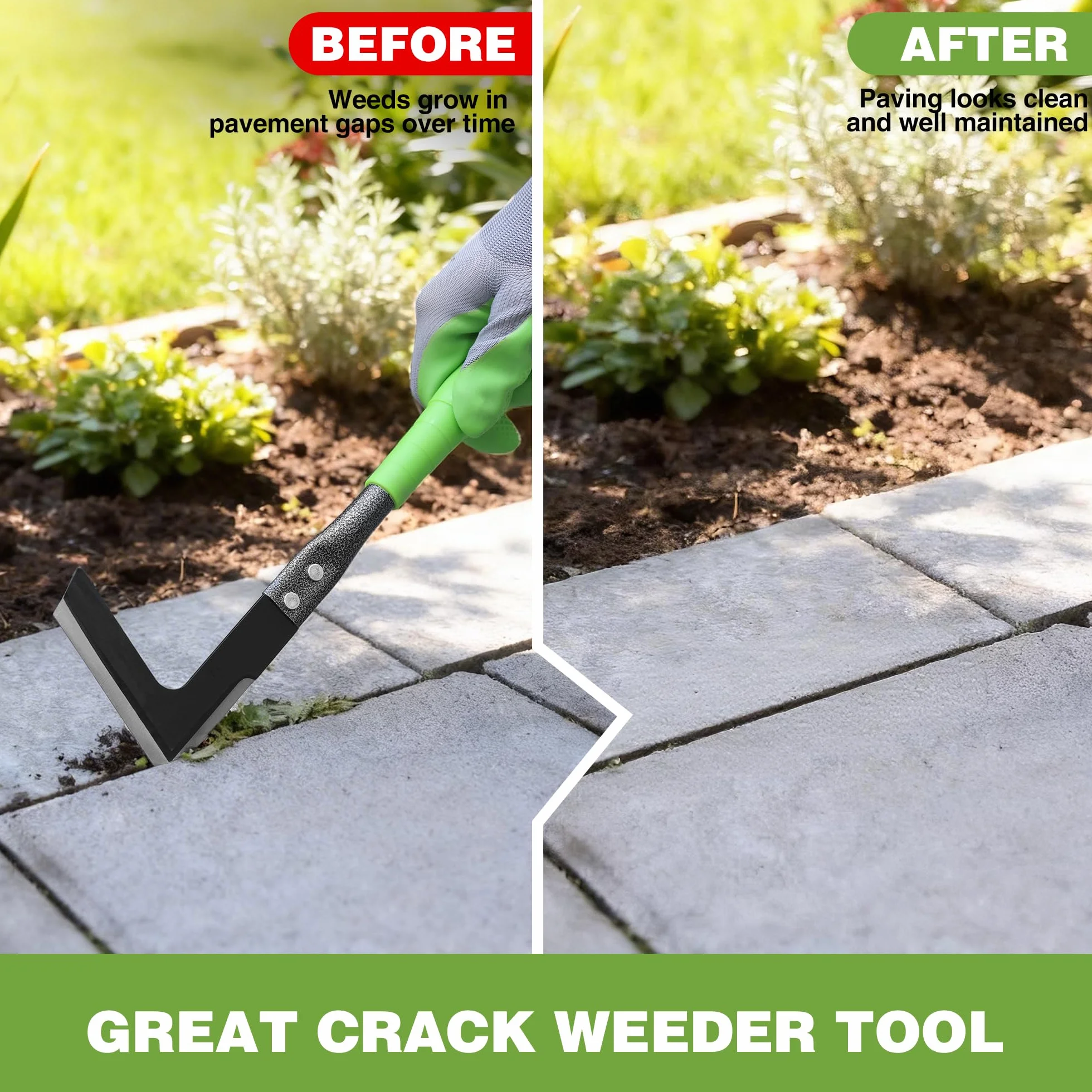 WORKPRO Narzędzie do pielenia 33 cm, ściągacz do chwastów do pęknięć, ręczny odchwaszczacz ze stali węglowej z czarnym wykończeniem, ogródek ogrodowy do ogrodu, na podwórko i trawnik