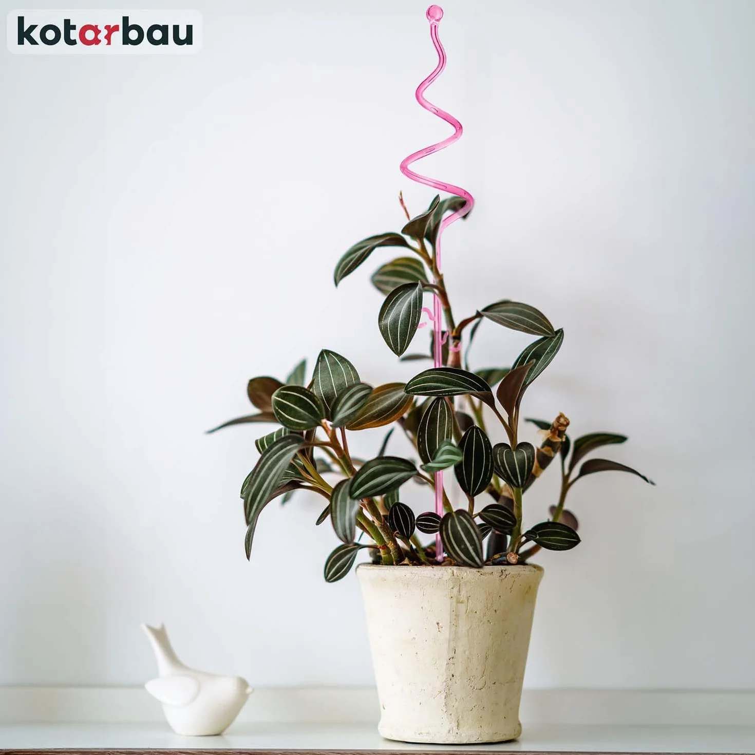 KOTARBAU® Zestaw 4 podpórek do roślin, różowy, PCW, 58 cm, podpórka do roślin pokojowych, do ogrodu, orchidei, podpórka do roślin, dekoracyjny uchwyt na rośliny, rośliny pokojowe
