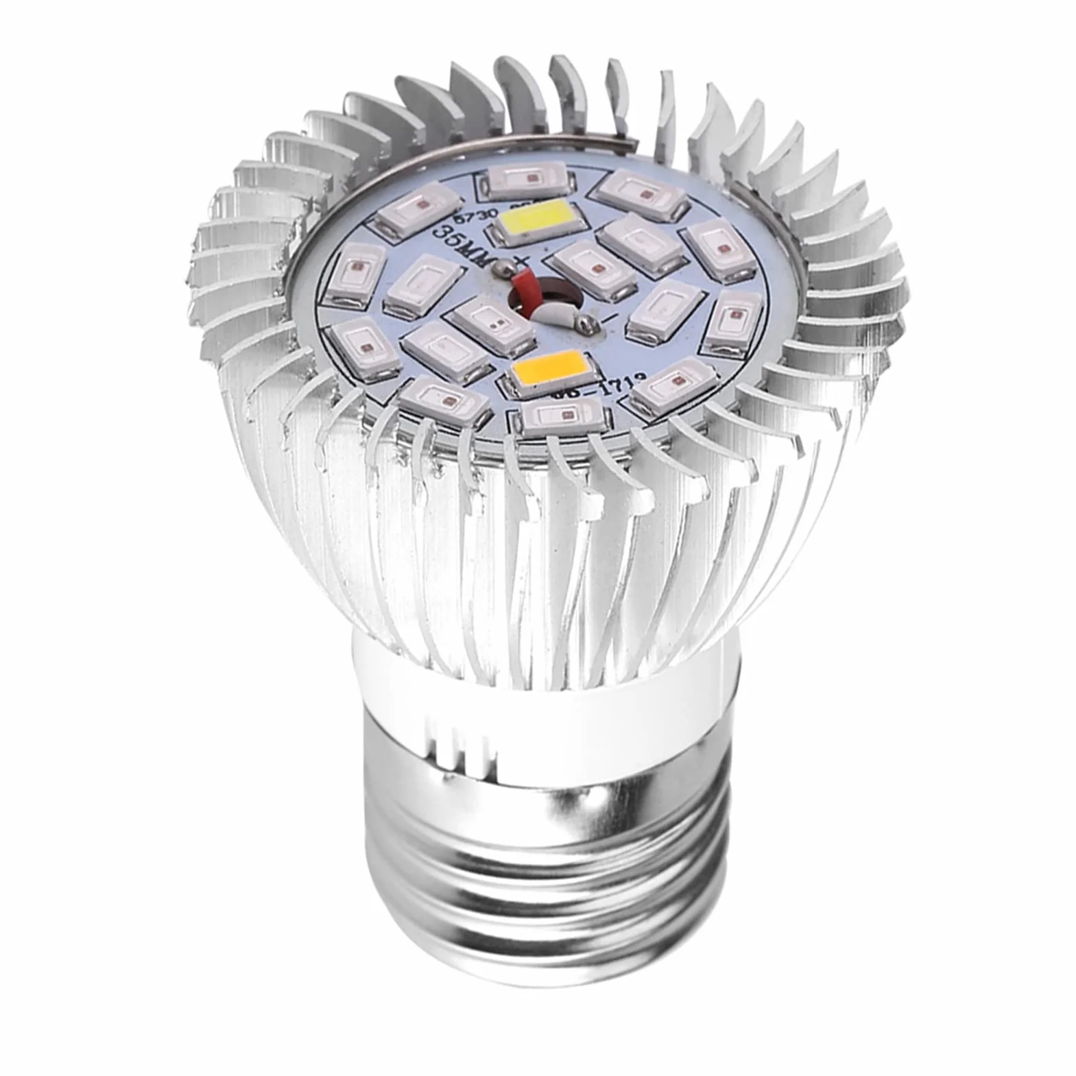 Aramox Żarówka LED do Uprawy 18W, Pełne Spektrum światła dla Roślin Doniczkowych Szklarnia Hydroponiczna Soczysty Kwiat, Podstawa E27 E14 GU10 (E27)