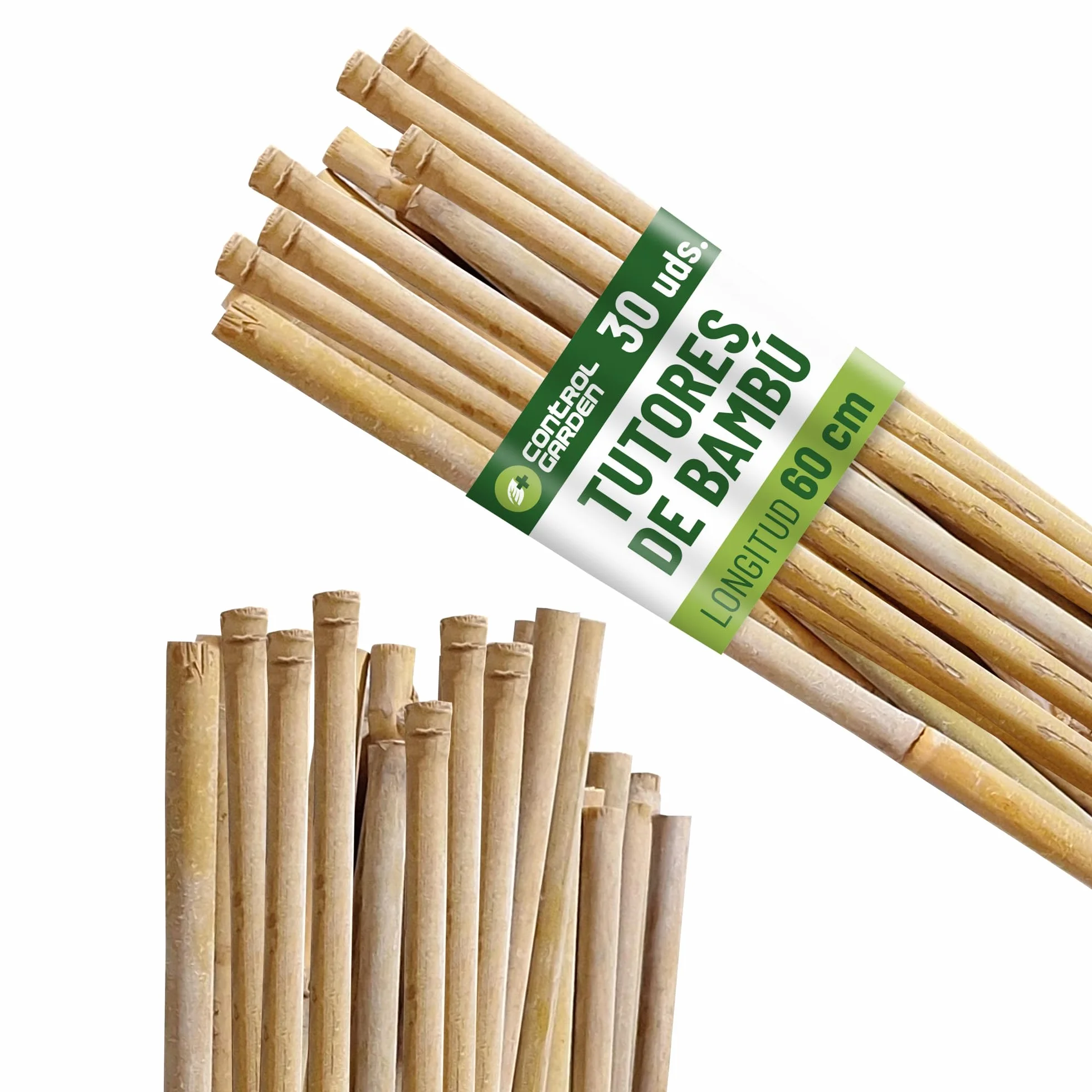 Control Garden Pack 30 szt. ekologicznych bambusowych nakładek na rośliny 60 cm | Naturalne słupki trzcinowe do podtrzymywania roślin ø 6-8 mm, pręty do drzew, warzyw, roślin pnących i upraw
