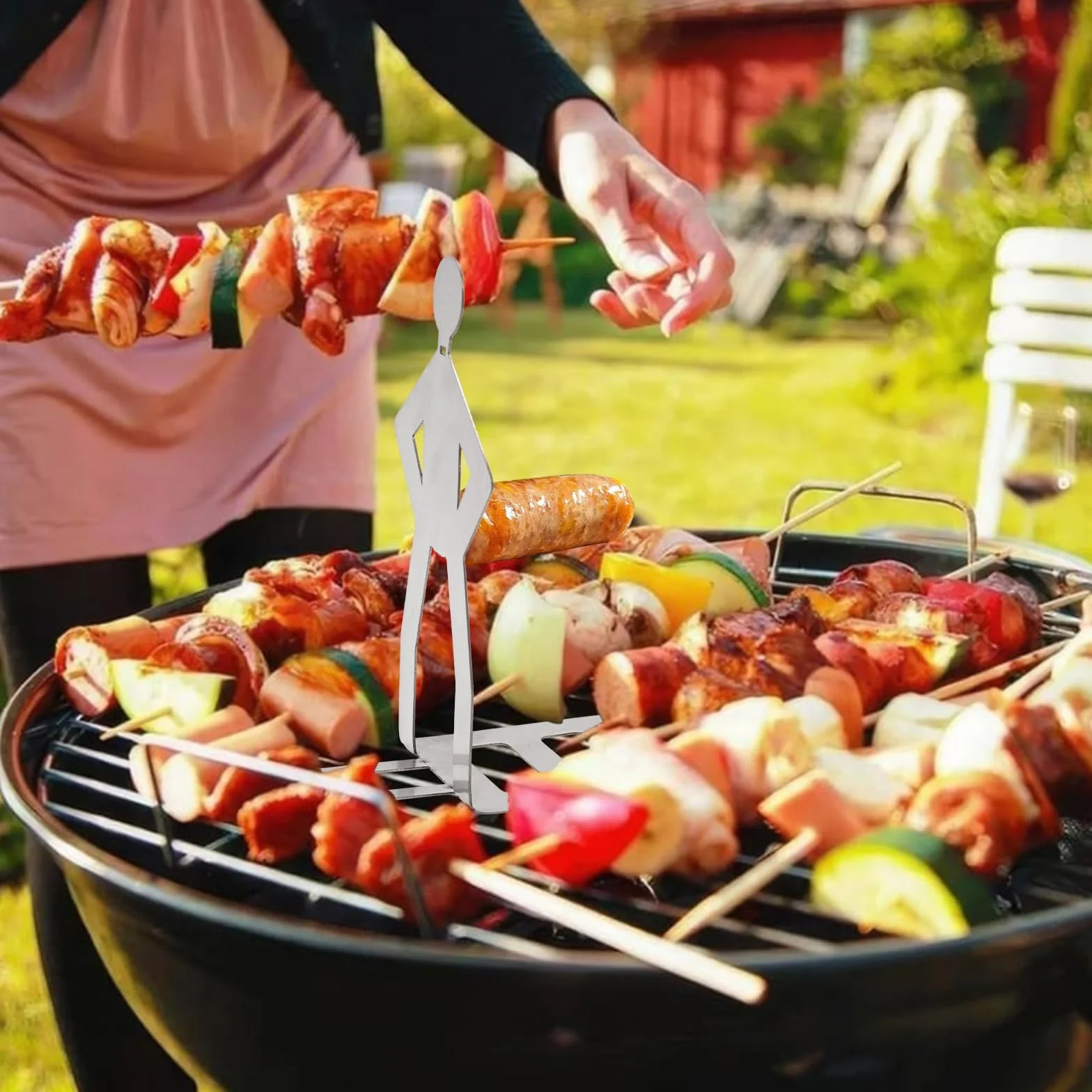 Stojak do grillowania kiełbasy ze stali nierdzewnej 2 sztuki na kemping piknik