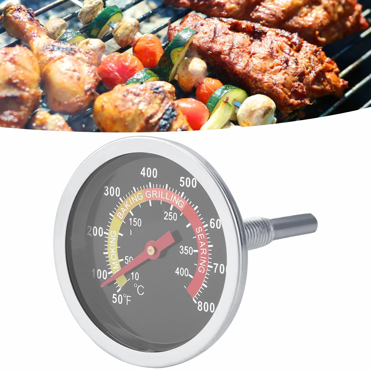 Ejoyous Termometr do grilla 50~800℉, stal nierdzewna termometr BBQ termometr do grilla termometr kuchenny termometr do wędzarni do gotowania barbecue piekarnik